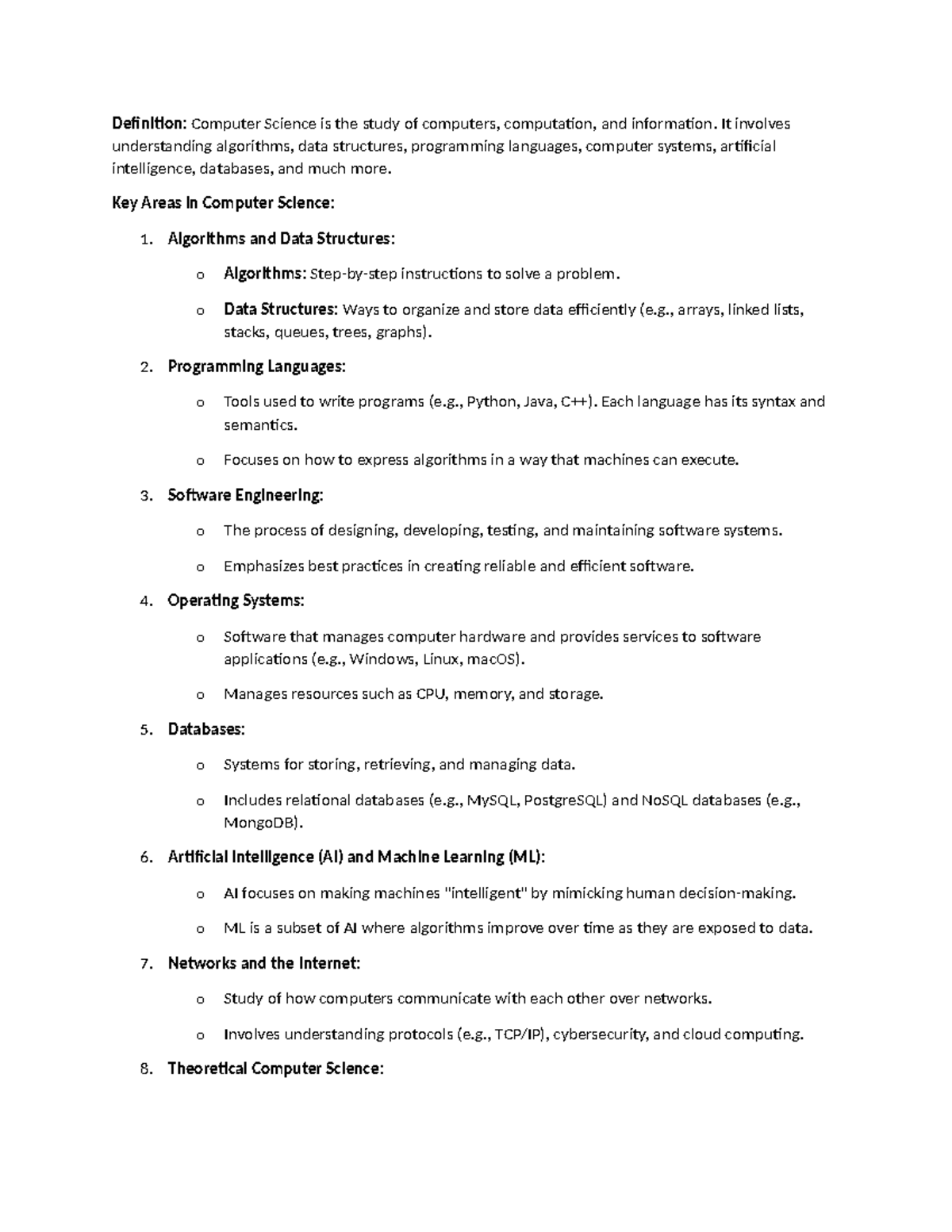 Computer Notes - Here it is - Definition: Computer Science is the study ...