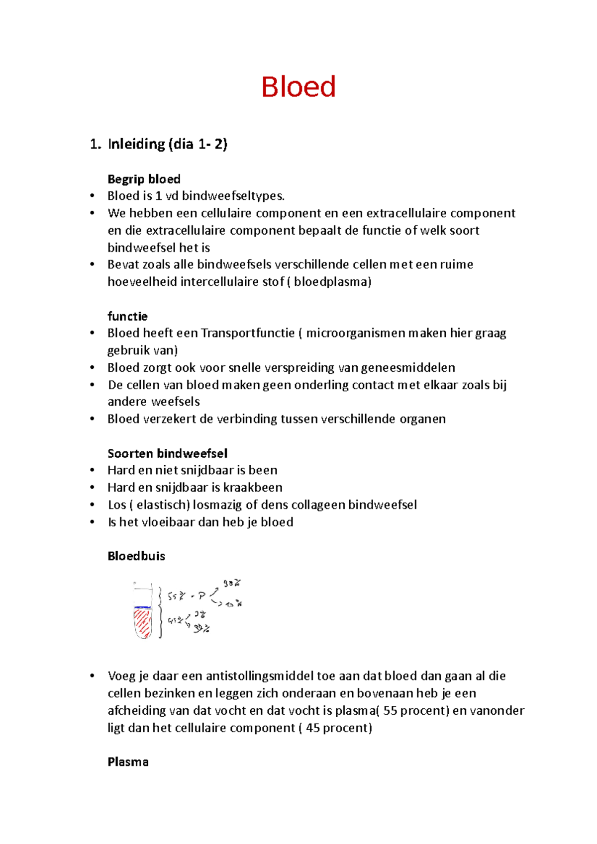 Bloed - Celbiologie En Algemene Weefselleer - UGent - Studocu