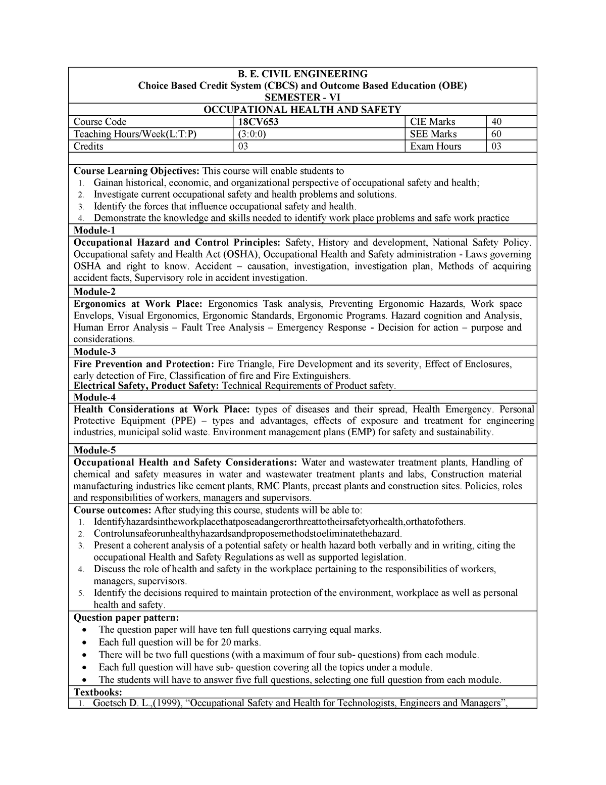 Syllabus - Its Important - B. E. CIVIL ENGINEERING Choice Based Credit ...