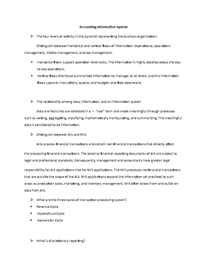 Chapter 1 AIS - Chapter 1: The Information System based on the ...