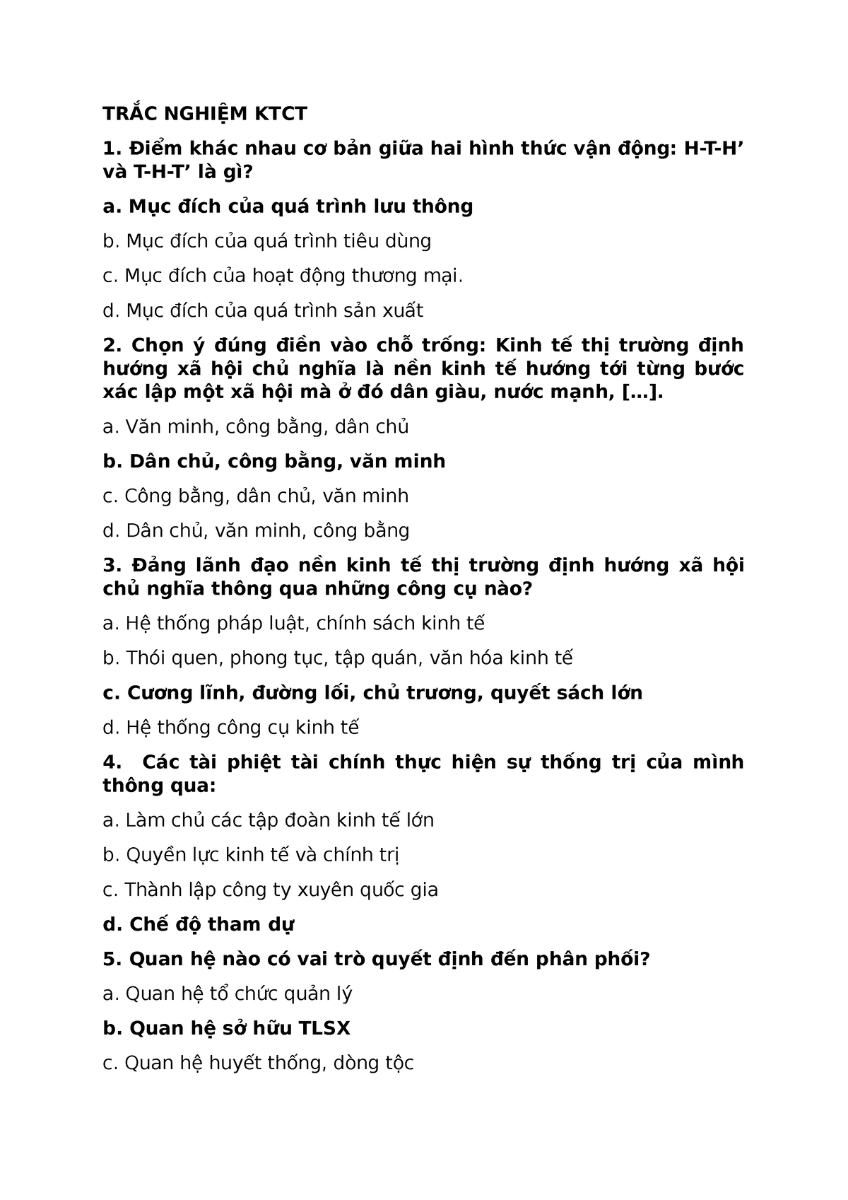 TrẮc NghiỆm Ktct Ktct TrẮc NghiỆm Ktct Điểm Khác Nhau Cơ Bản Giữa Hai Hình Thức Vận động H