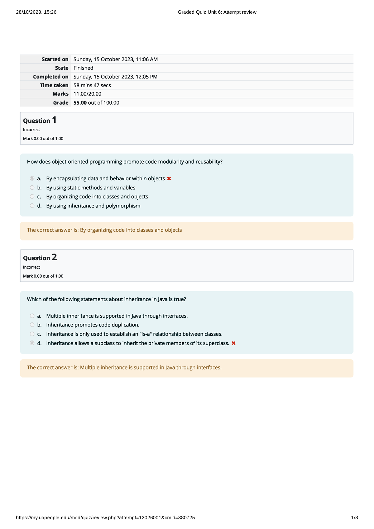 Graded Quiz Unit 6 NEW - Started on Sunday, 15 October 2023, 11:06 AM ...