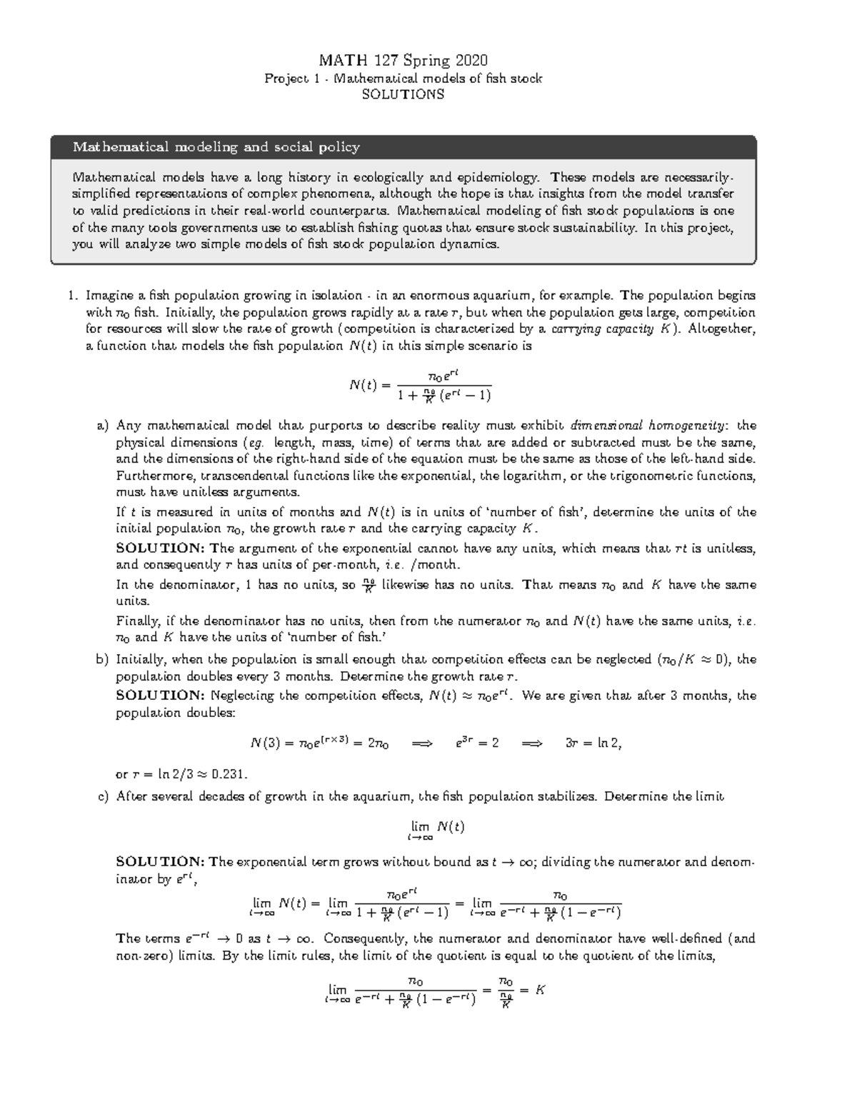 127 Project 1 Solutions - MATH 127 Spring 2020 Project 1 - Mathematical ...