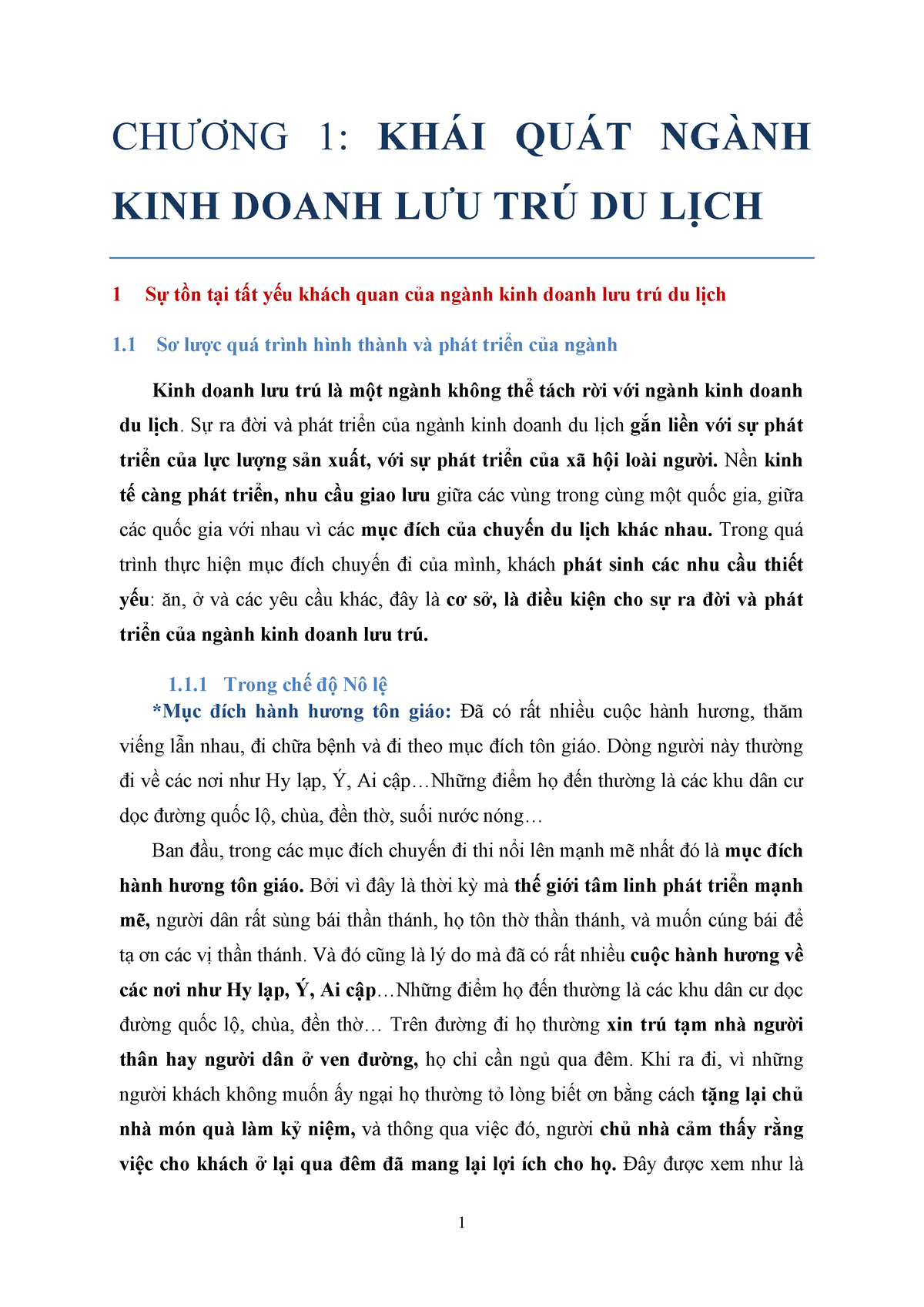 CHƯƠNG 1 - KHÁI QUÁT Ngành KDLT DU LỊCH - CHƯƠNG 1: KHÁI QUÁT NGÀNH KINH DOANH LƯU TRÚ DUỊCH L 1 Sự - Studocu