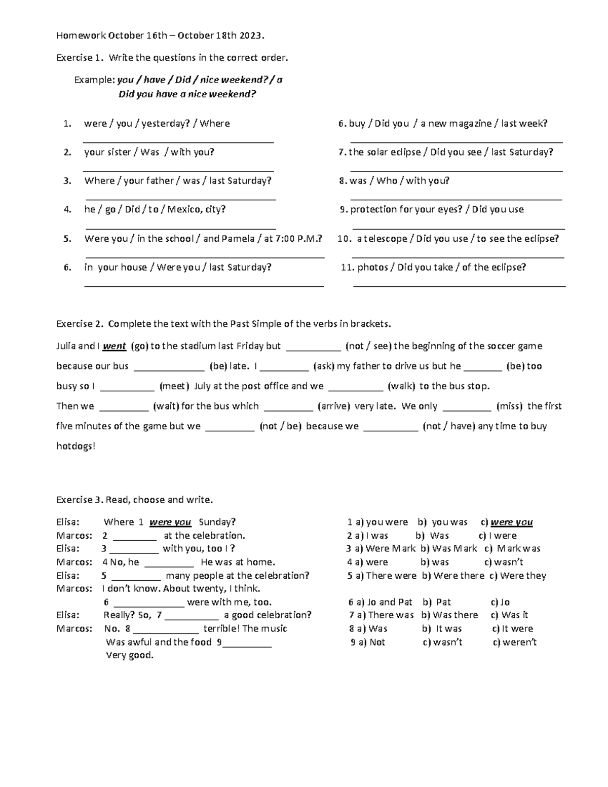 Homework OCT 16TH - OCT 18TH 2023 ENV - Homework October 16 th ...