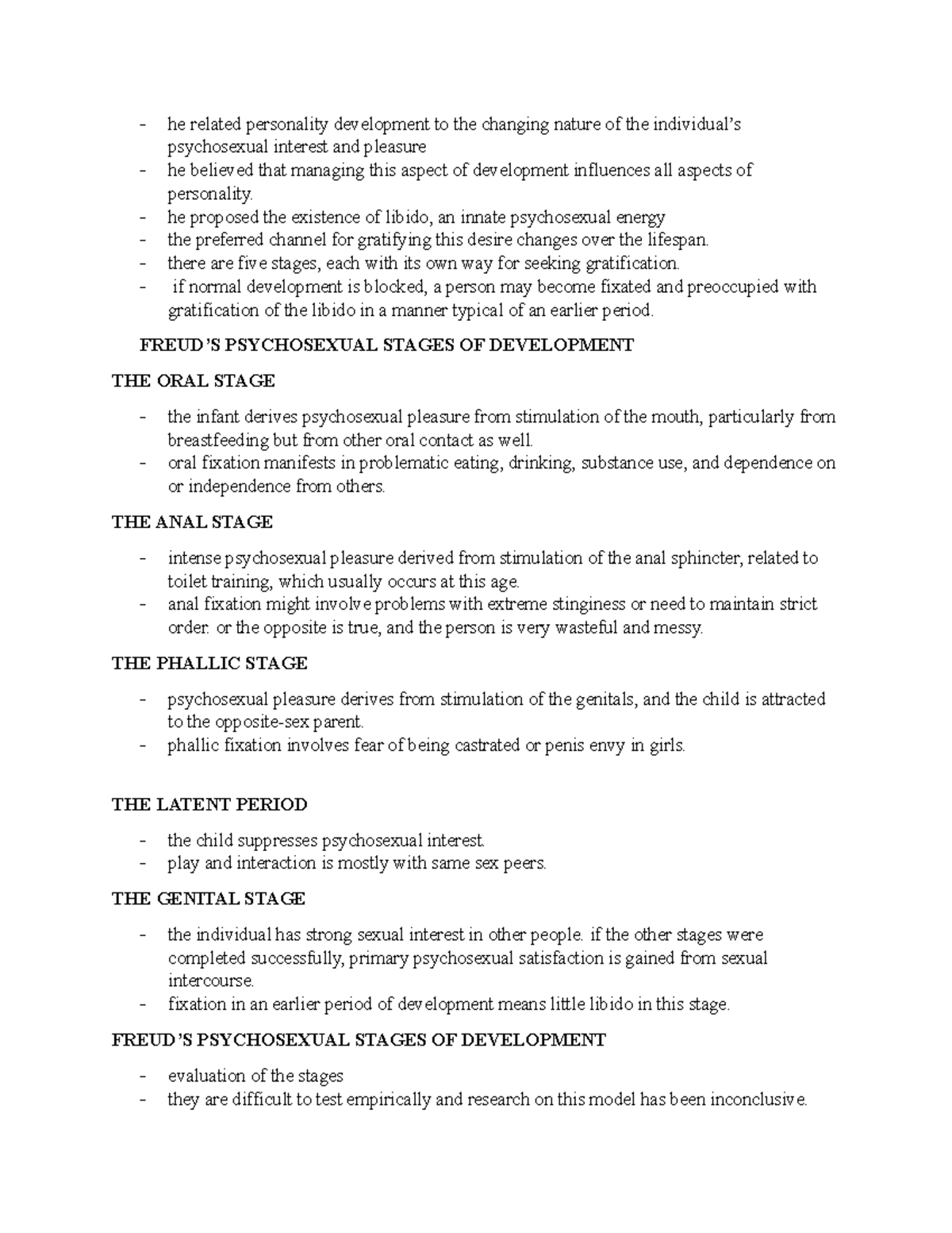 Approaches TO Personality Notes 3 - he related personality development ...
