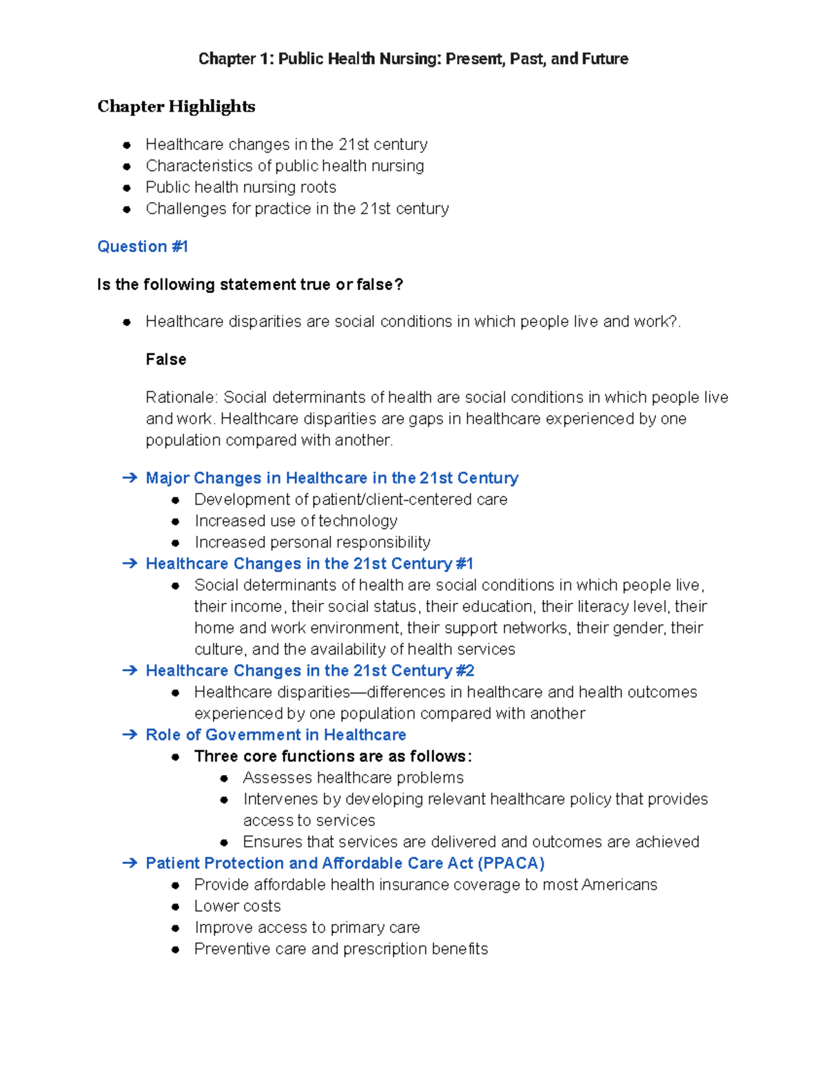 Chapter 1 Community Chapter Highlights Healthcare changes in the 21st