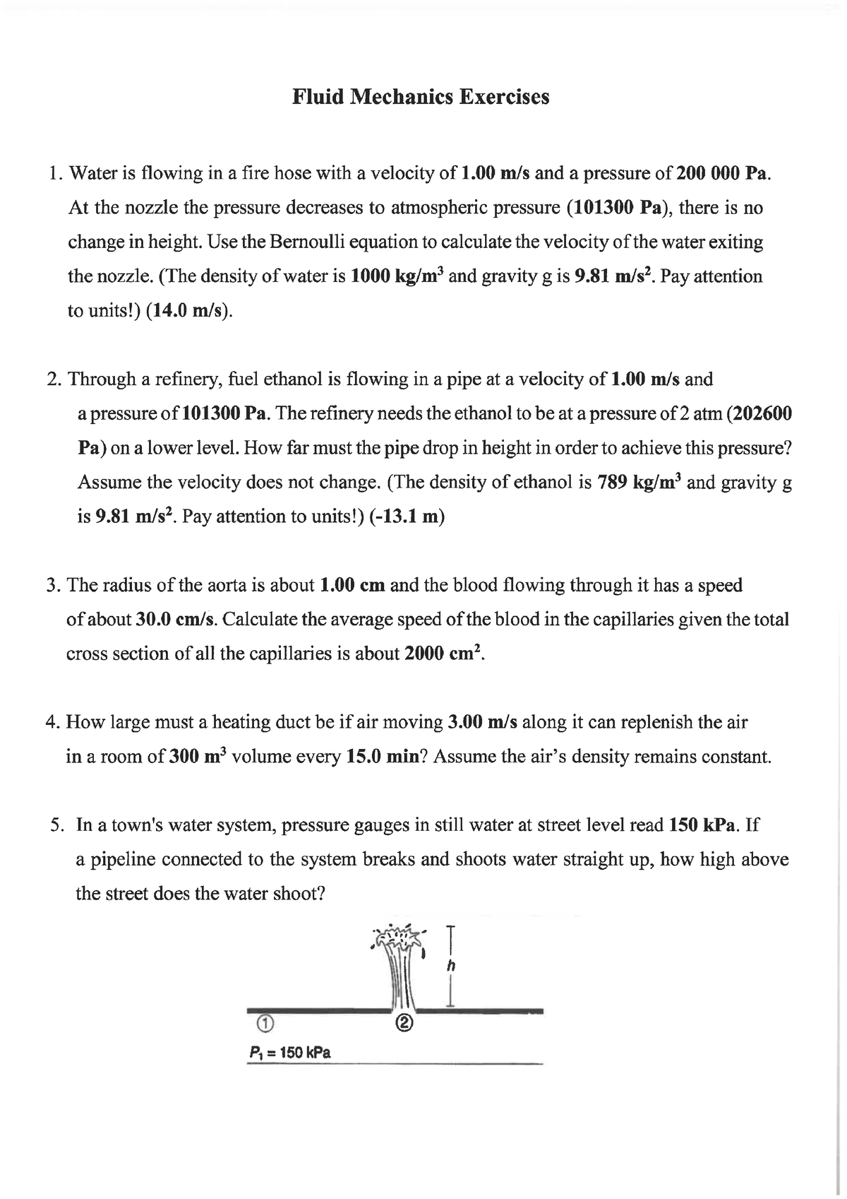 Fluid Mechanics Exercise 1 (15-05-23) - Studocu