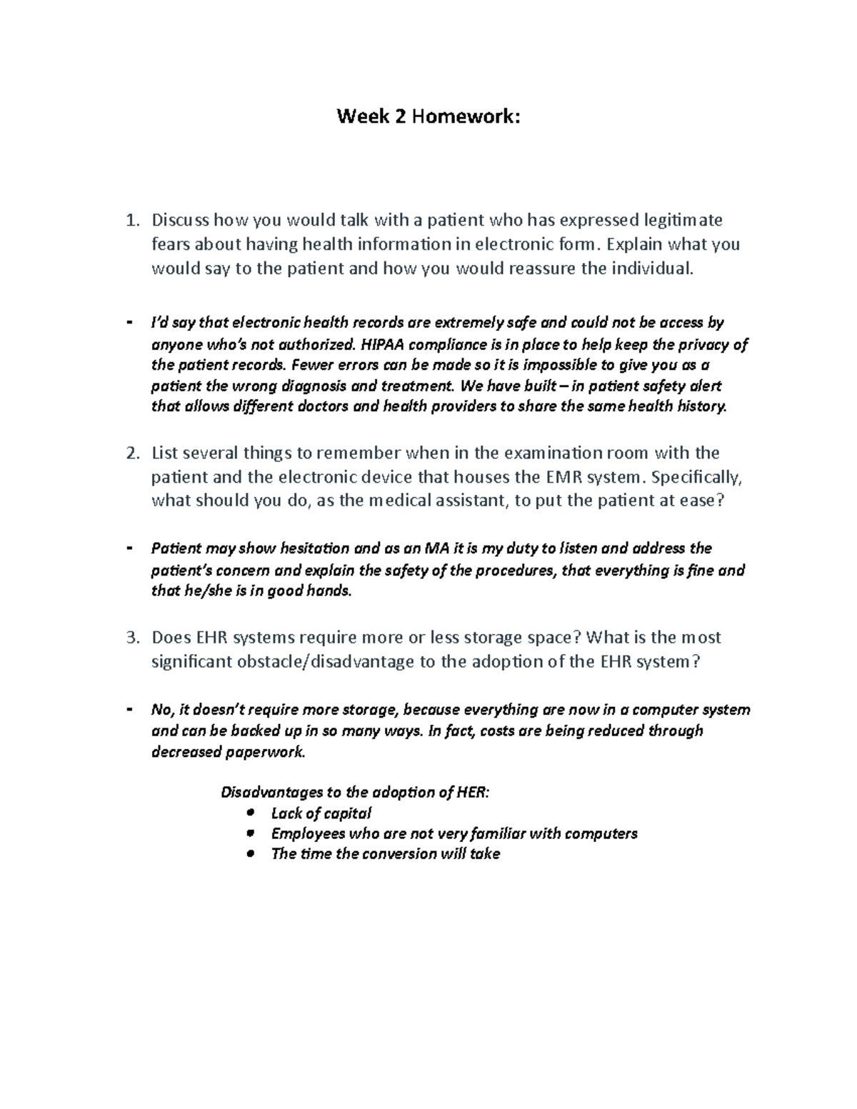 Week 2 Homework - MedTerms - Week 2 Homework: 1. Discuss how you would ...