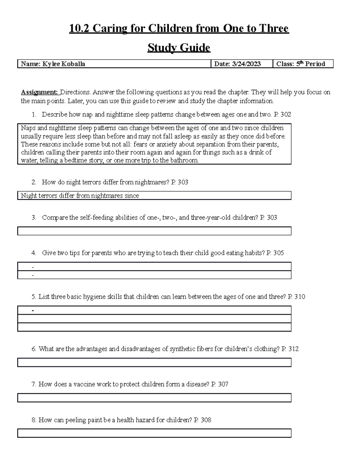 10.2 Caring for Children from One to Three - 10 Caring for Children ...