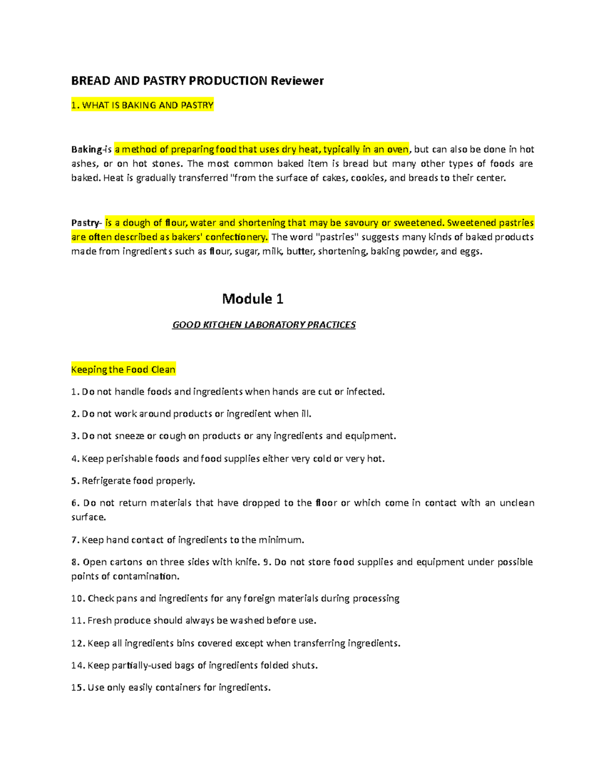 Bread AND Pastry Production Reviewer Human Resource Development