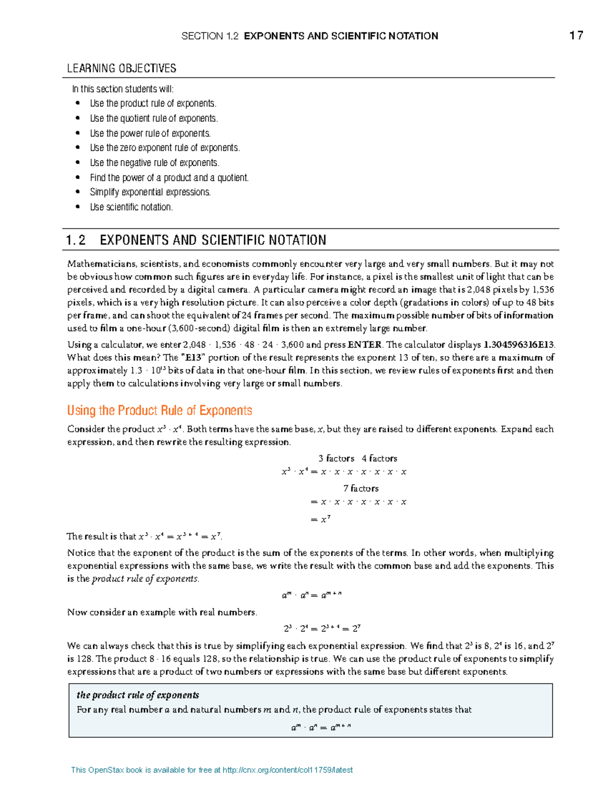 Laws of Exponents Notes - SECTION 1 EXPONENTS AND SCIENTIFIC NOTATION 1 ...