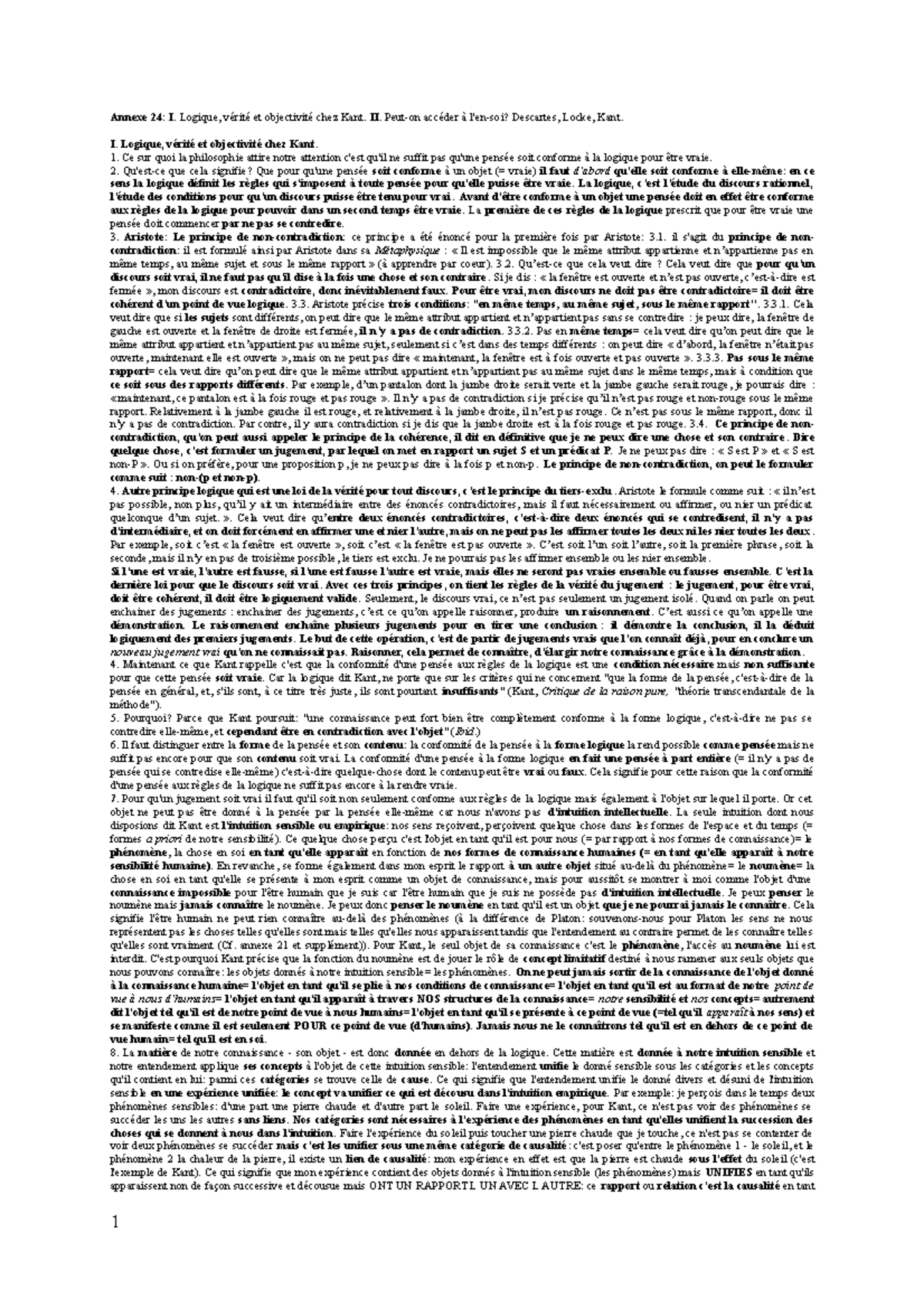 Logique, verité et objectivité chez kant Annexe 24 I. Logique