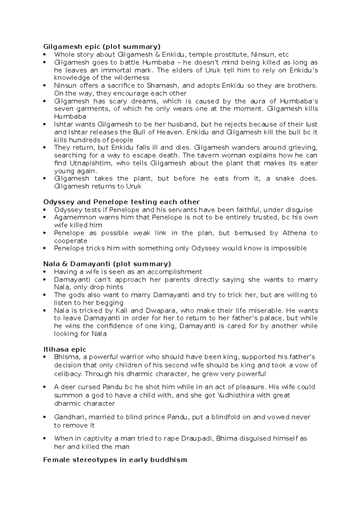 St Snel RG L1 literature Gilgamesh epic (plot summary) Whole story