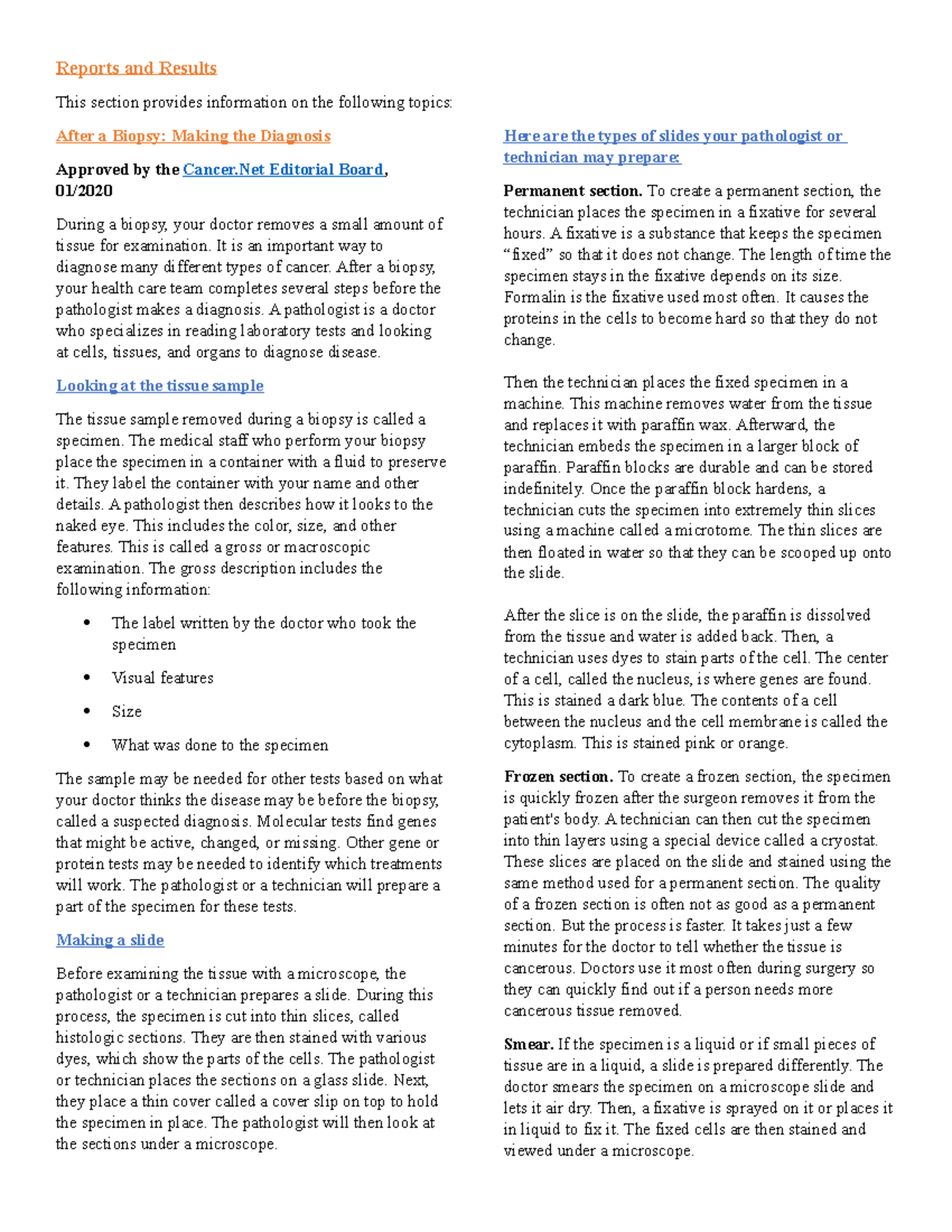 Reports-and-Results - about cancer - Reports and Results This section ...