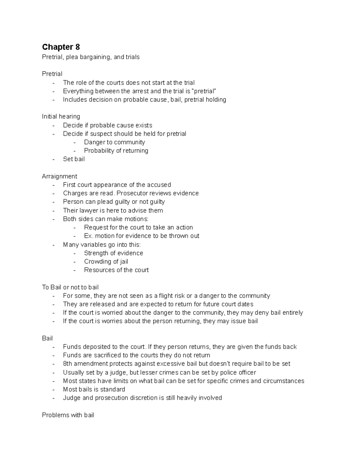 Chapter 8: Pretrial Plea Bargaining And Trials - Studocu