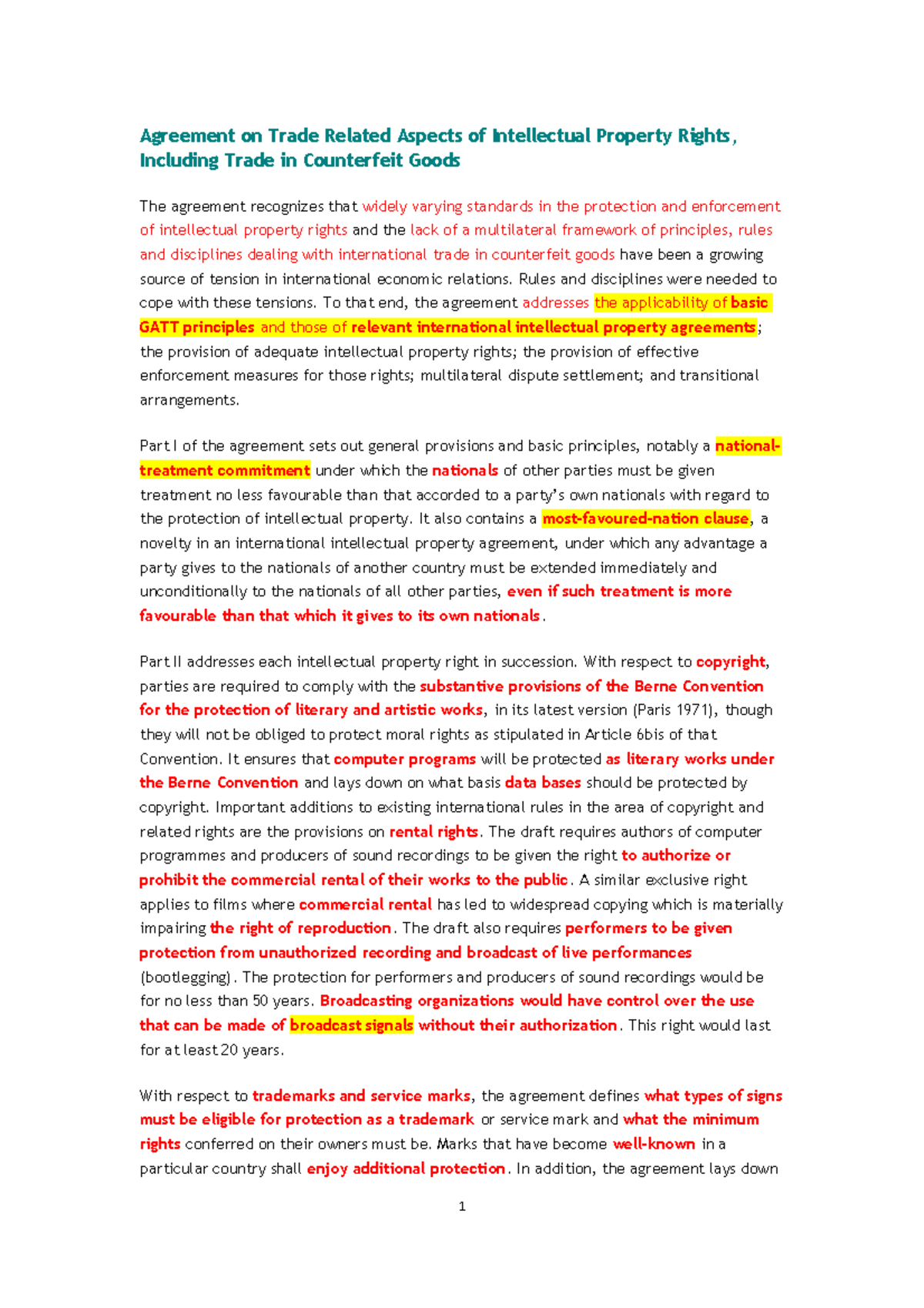 Trips - Agreement on Trade Related Aspects of Intellectual Property ...