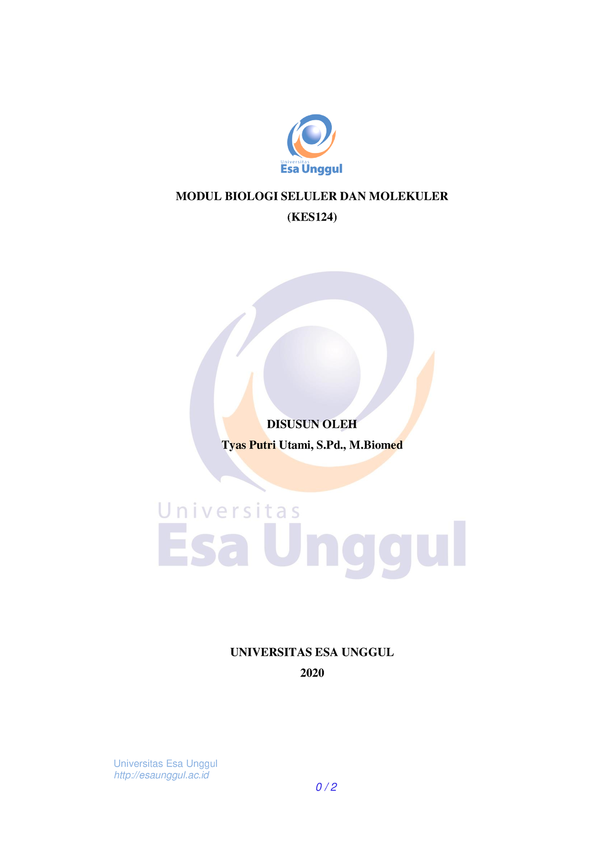 Modul Biologi Seluler DAN Molekuler - Universitas Esa Unggul Esaunggul ...