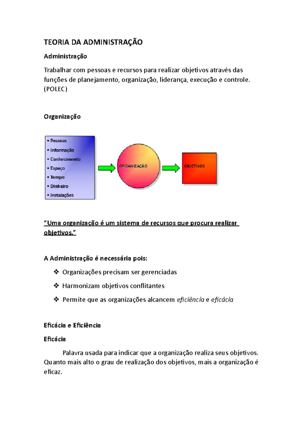 Teoria DA Administração - TEORIA DA ADMINISTRAÇÃO Administração ...