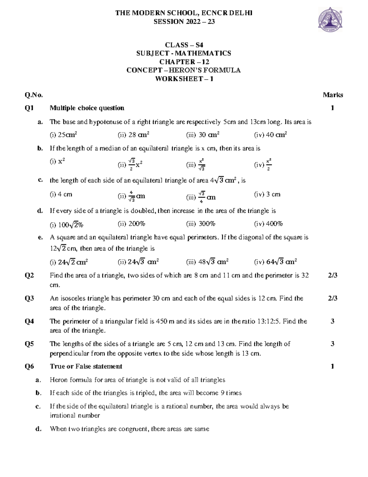 s4-math-12-herons-formula-ws1-maths-honours-delhi-university-studocu