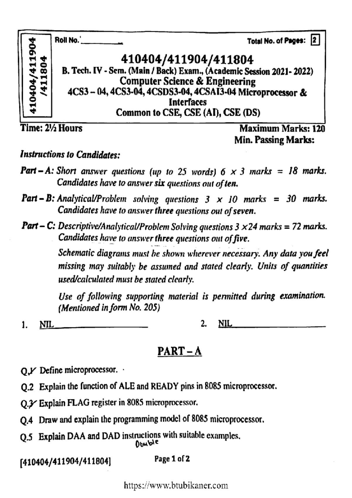 Mpi - i dont know - Roll No. Total No. of Pages: 2 B. Tech. IV Sem ...