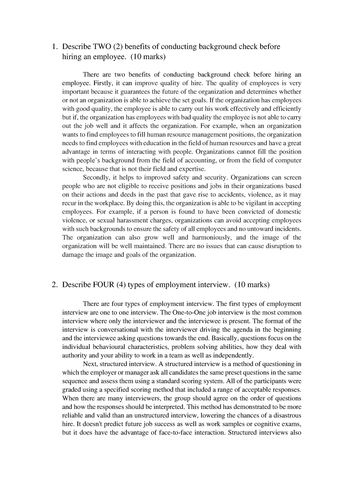 WEEK 9 Revision Question Answer - 1. Describe TWO (2) benefits of ...