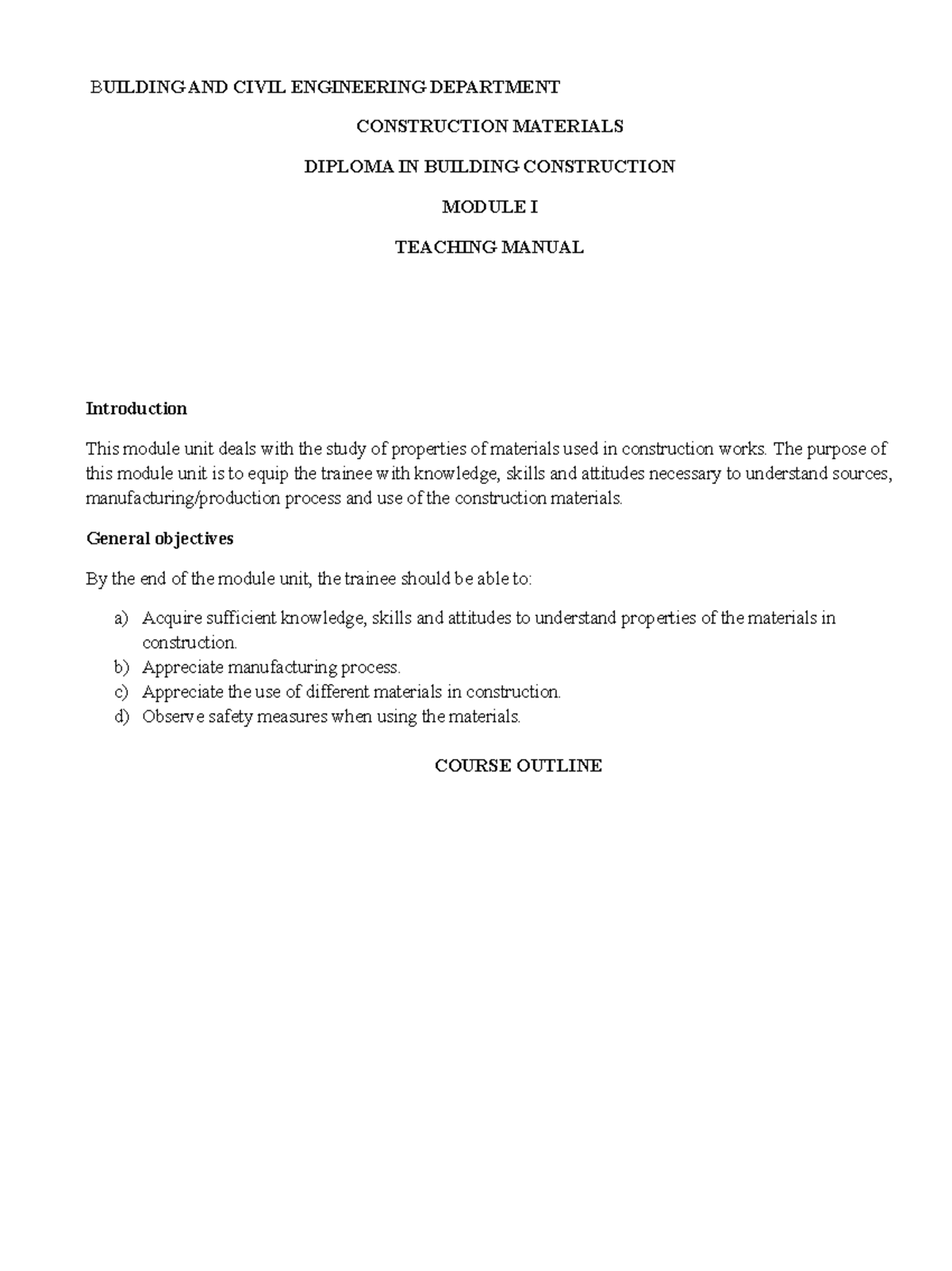 Diploma Materials Manual Copy B UILDING AND CIVIL ENGINEERING