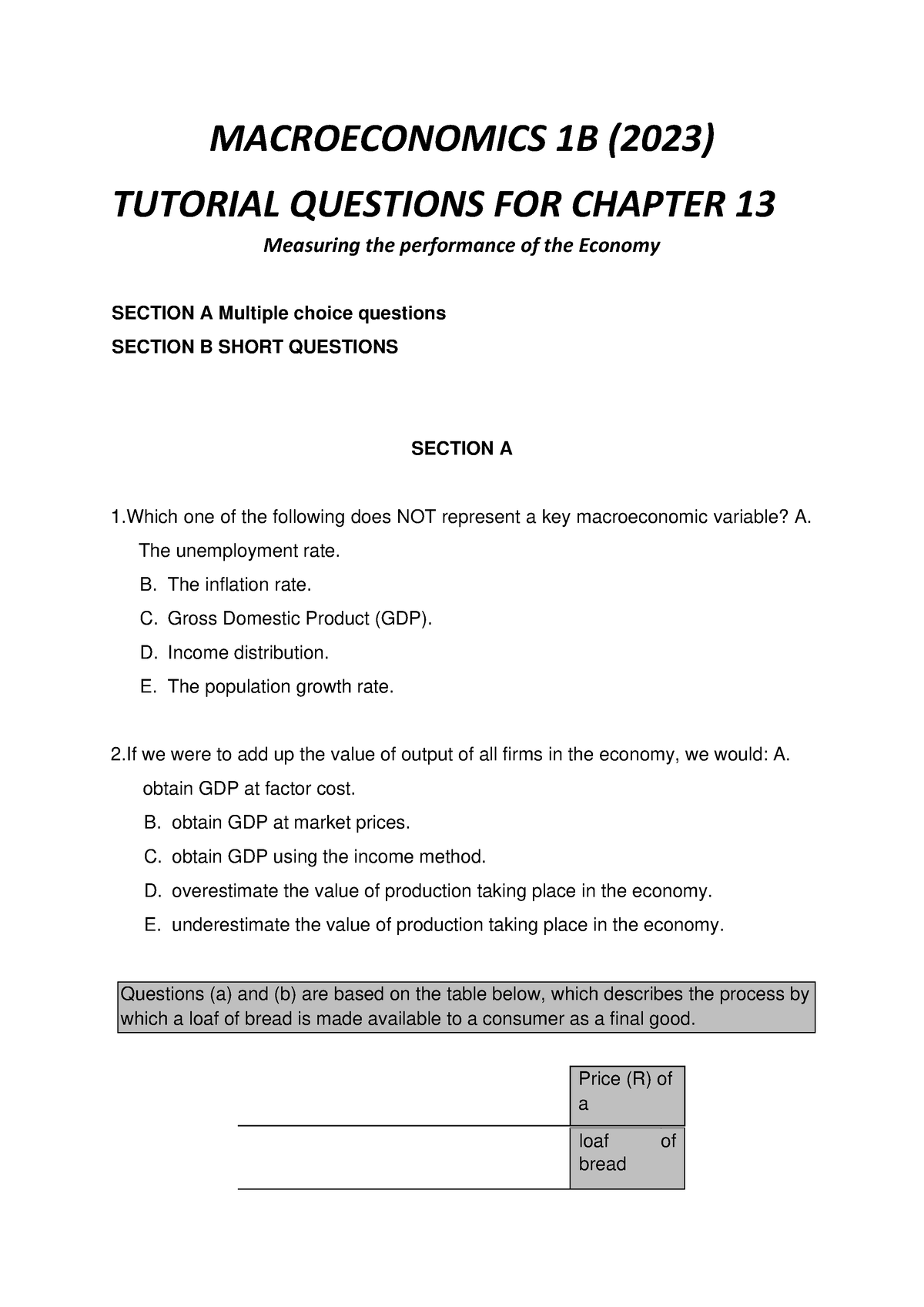 Chapter 13 Questions - Macroeconomic - MACROECONOMICS 1B (2023 ...