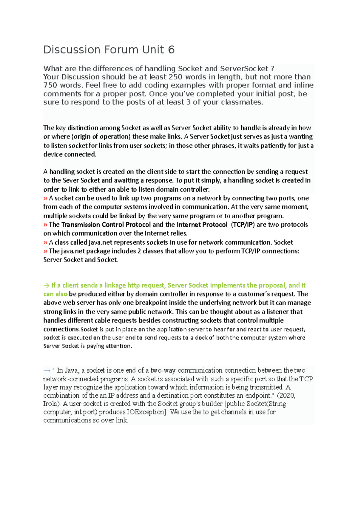 Discussion Forum Unit 6 - Feel free to add coding examples with proper ...