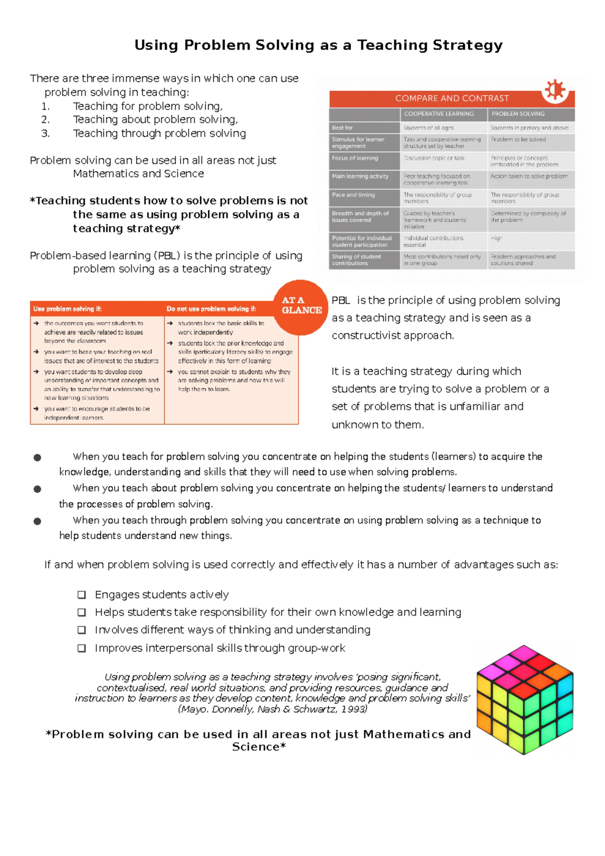 teaching via problem solving