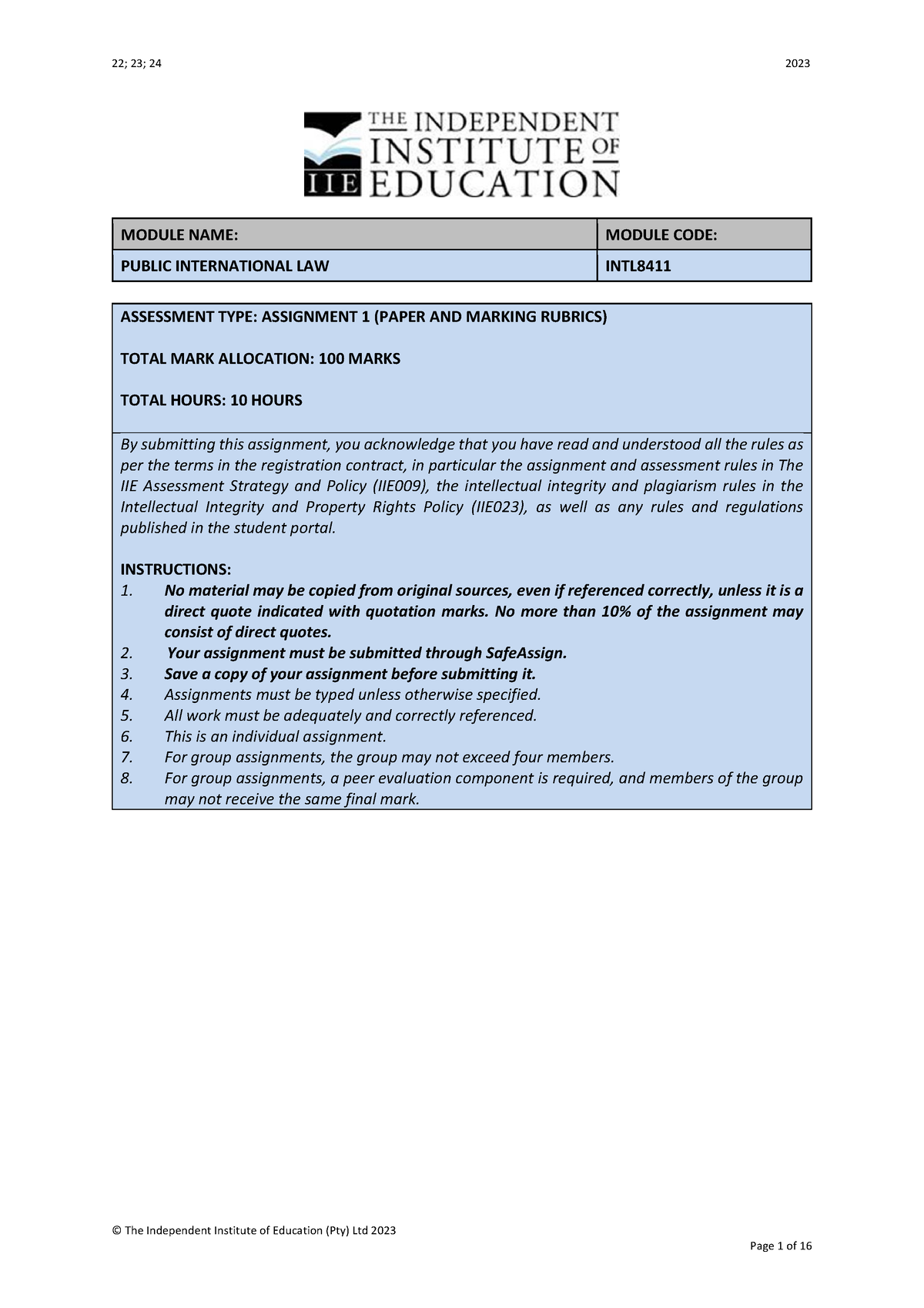 assignment questions 2023