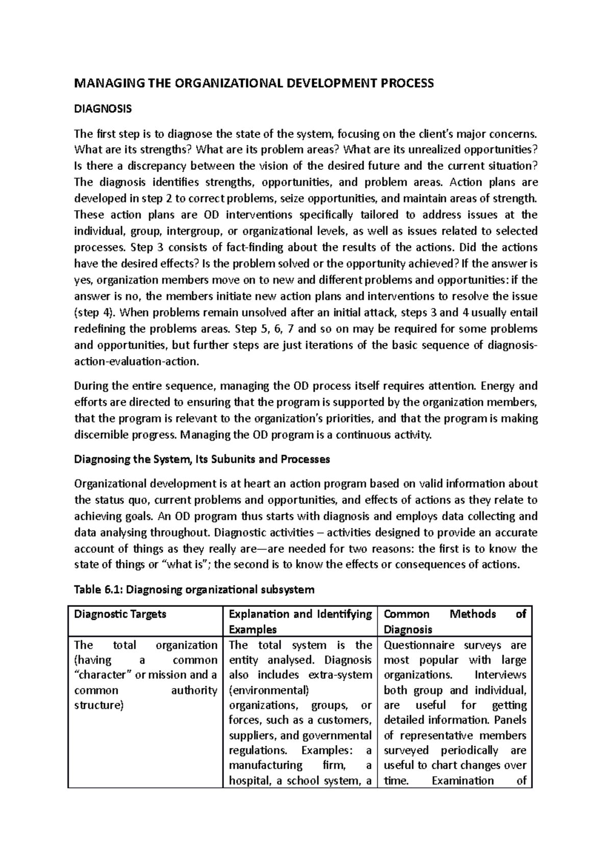 Managing THE Organizational Development Process - MANAGING THE ...