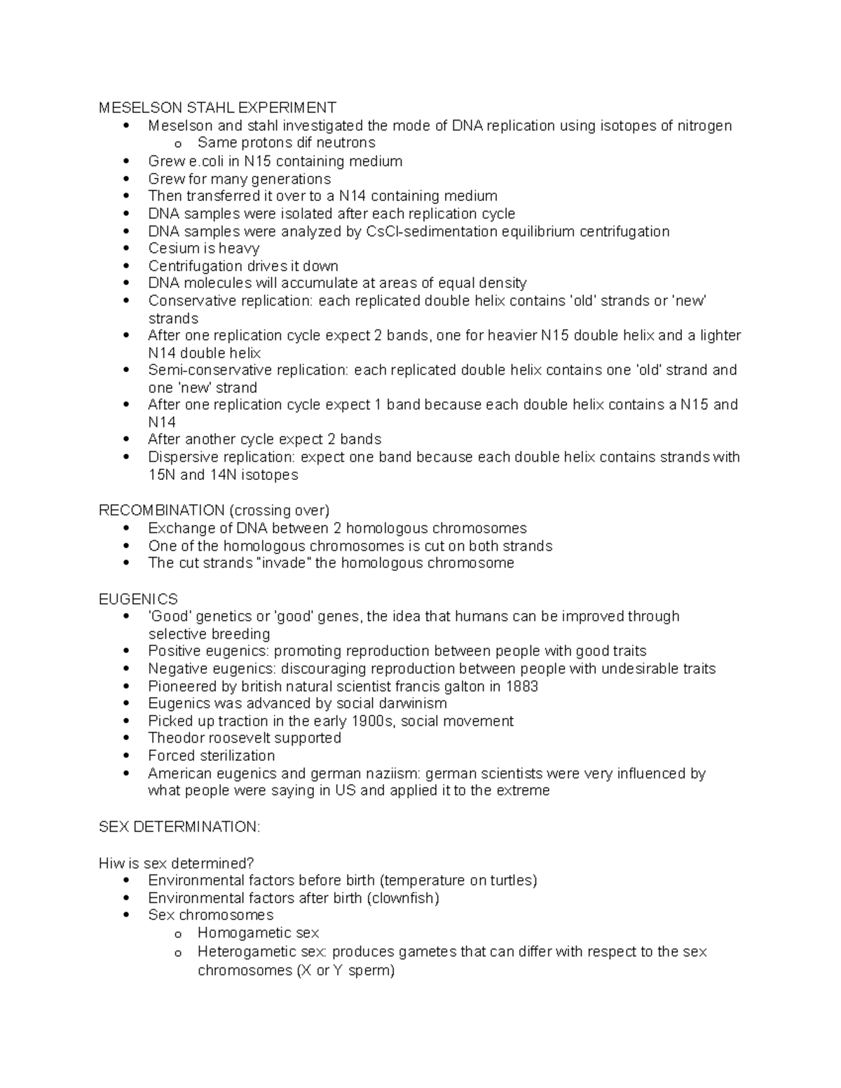 BSC219 lecture notes 3 - MESELSON STAHL EXPERIMENT Meselson and stahl ...