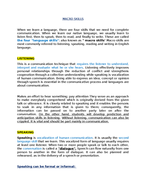 Teaching AND Assessment OF Macro Skills BICS Vs. CALP - TEACHING AND ...