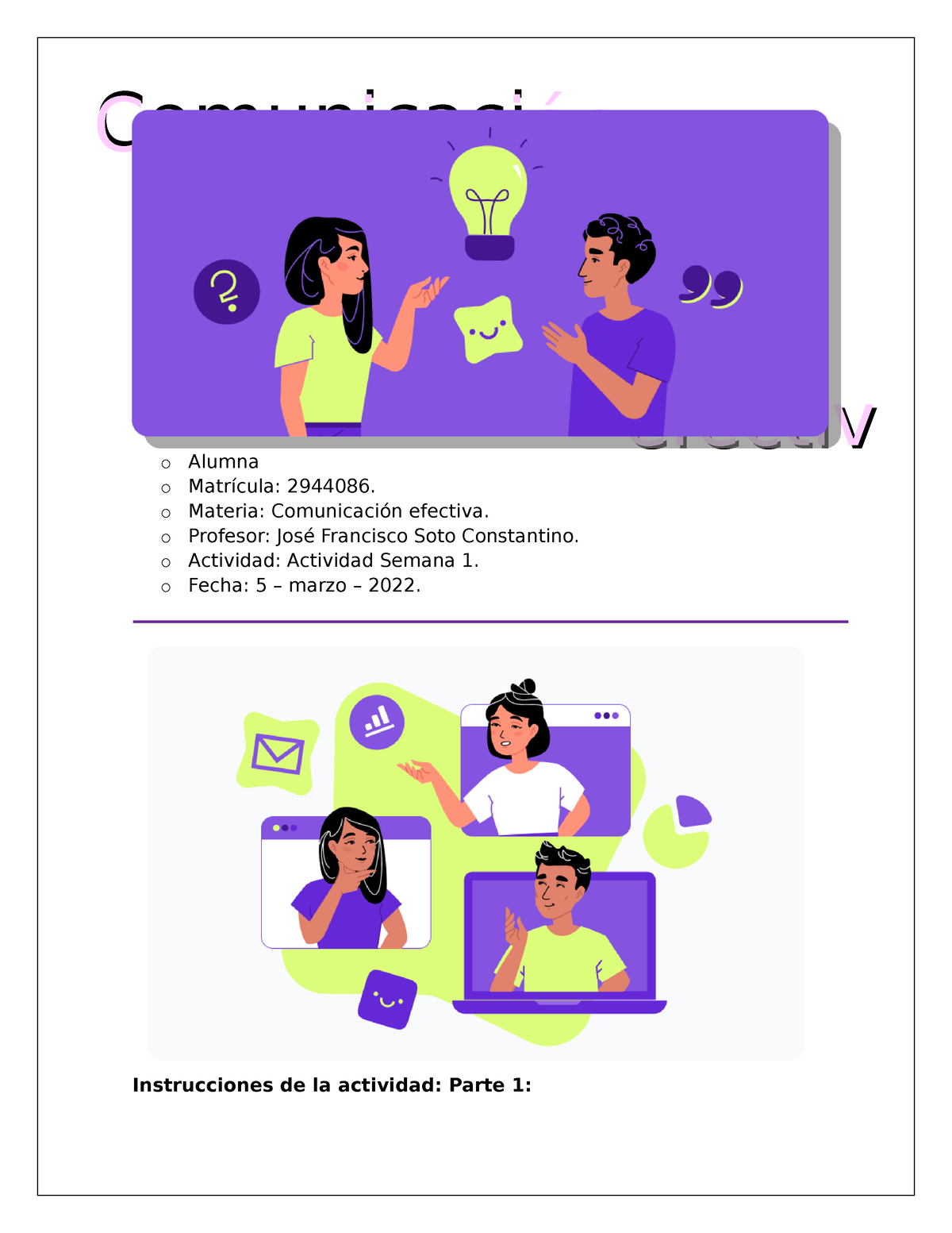 Semana 3 comunicación efectiva actividad instrucciones - TecMilenio -  Studocu