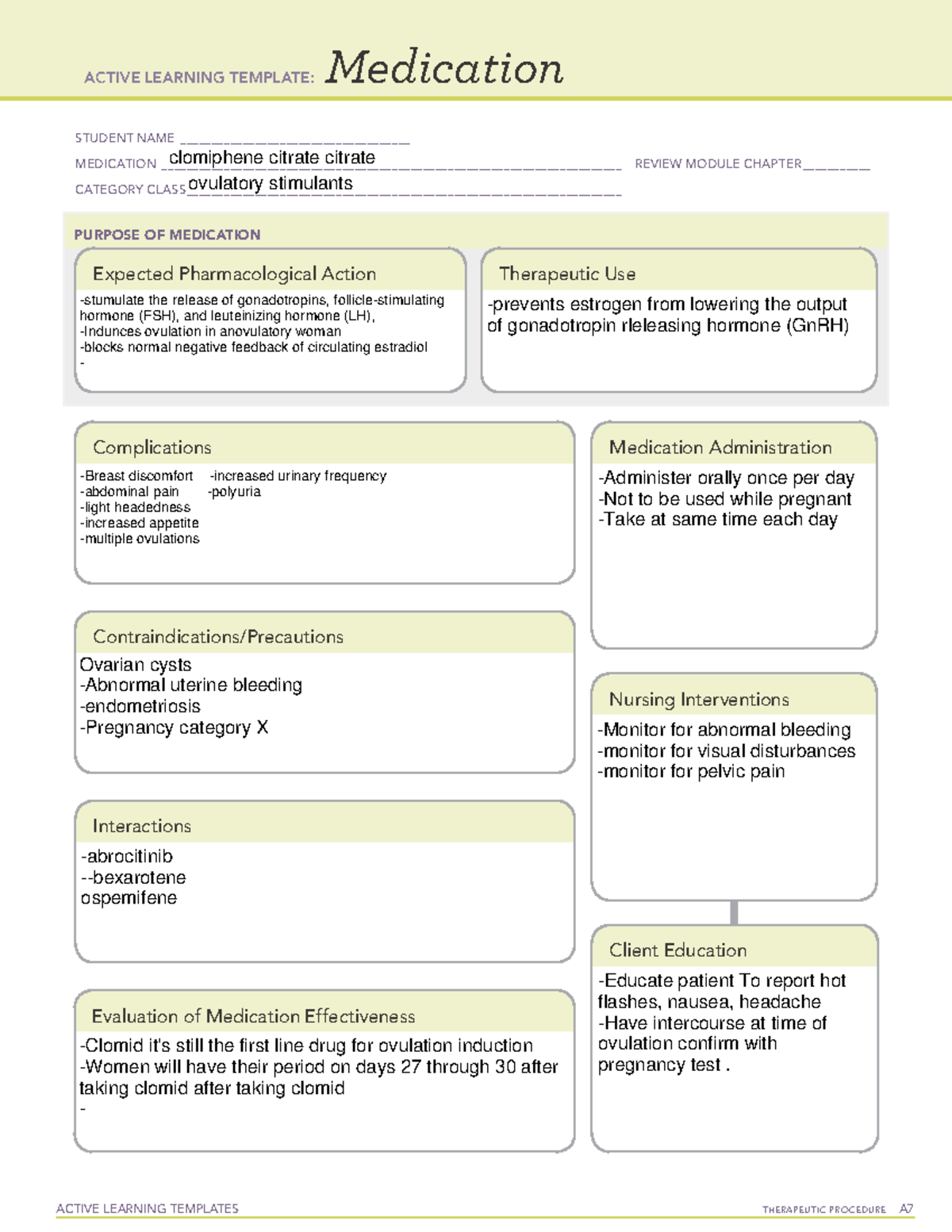 Active Learning Template medication-clomiphene citrate - ACTIVE ...