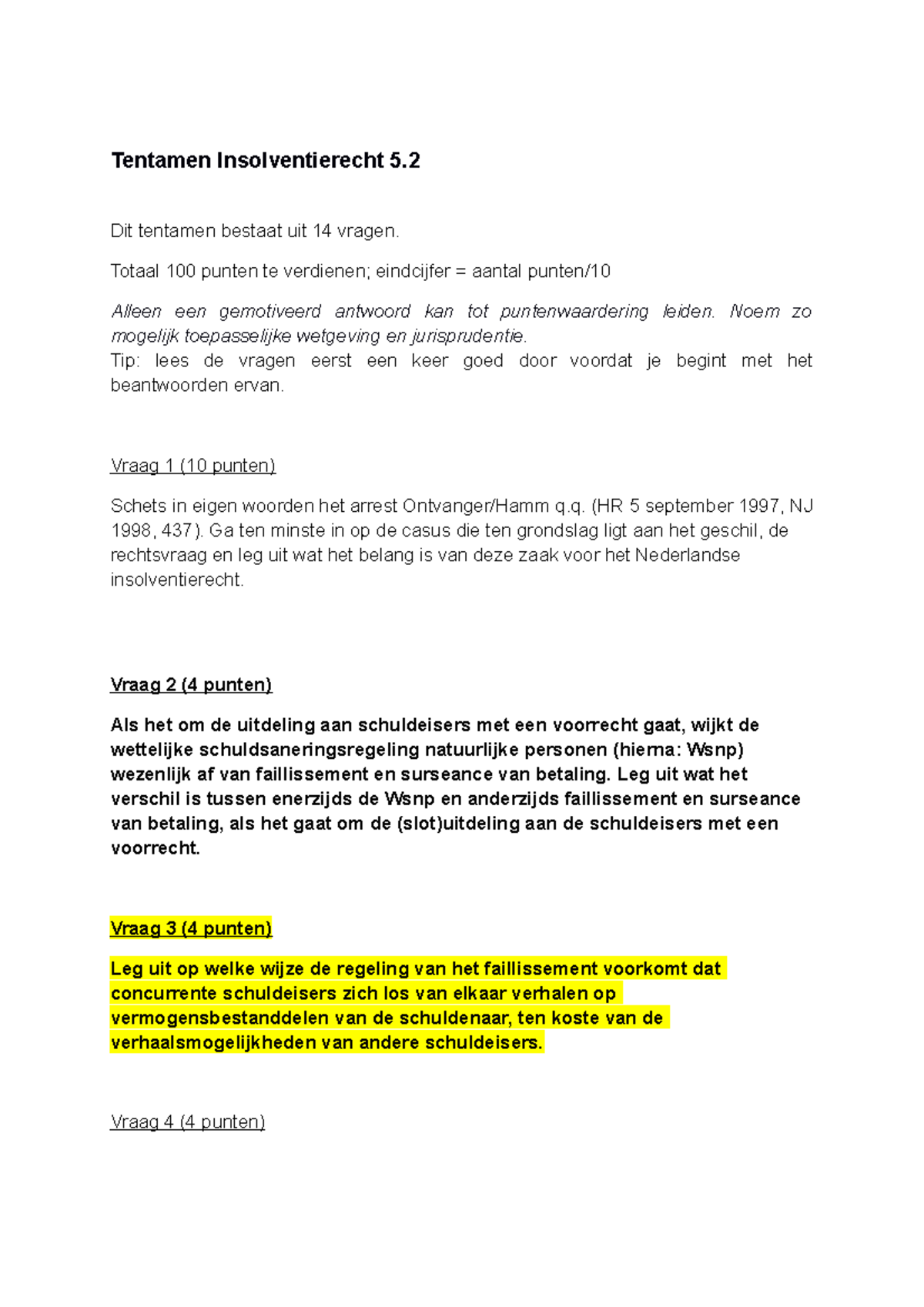 Oefententamen 1 Les 2 - Oefentoets Huwelijksvermogensrecht Leerjaar ...