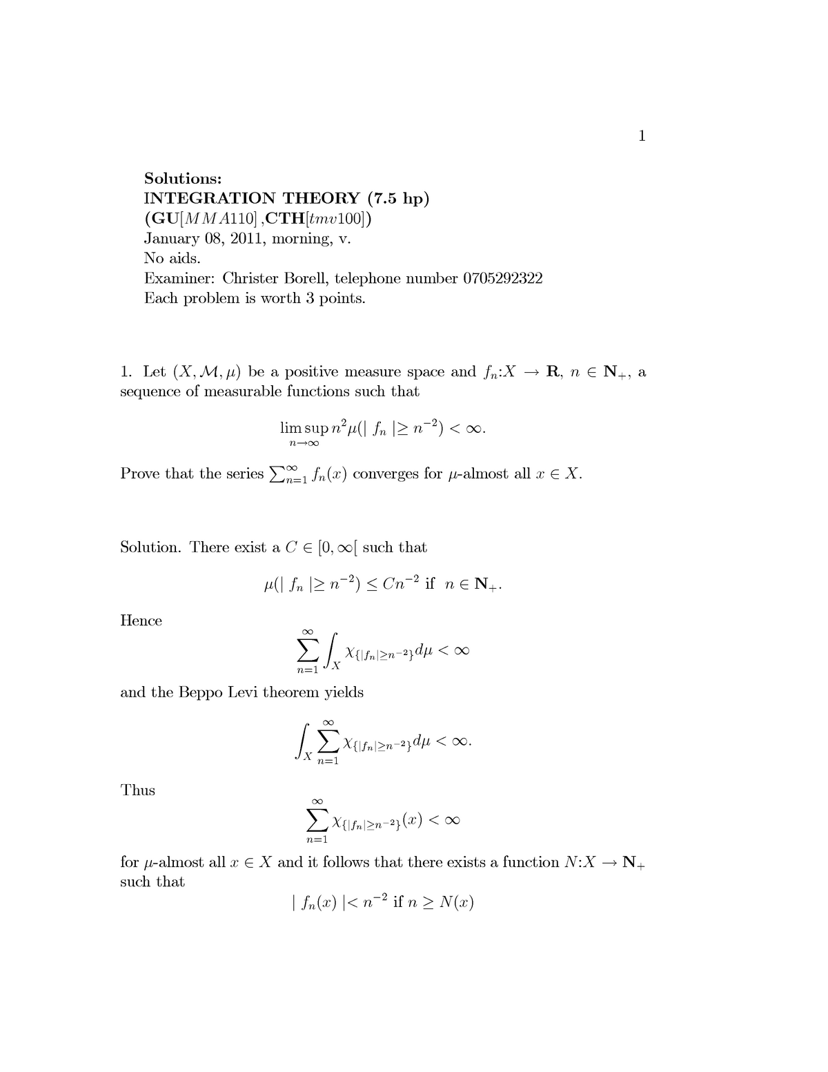 Exam 8 January 2011 Questions And Answers Solutions Integration Theory Hp Studocu