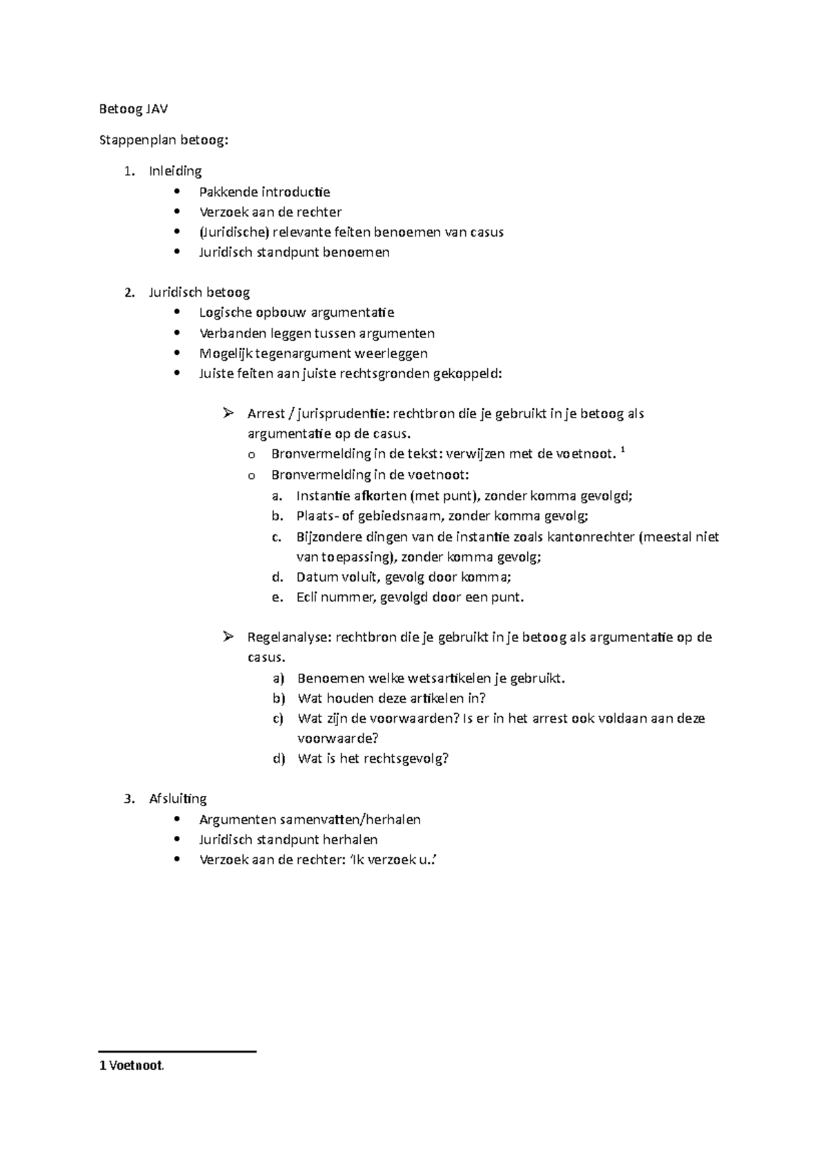 Betoog stappenplan JAV  Betoog JAV Stappenplan betoog Inleiding