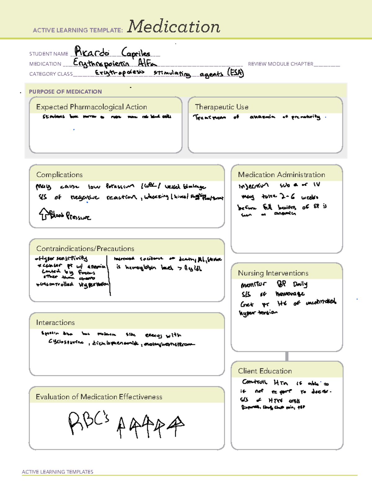 Erythropoietin A - Drug card - ACTIVE LEARNING TEMPLATES Medication ...