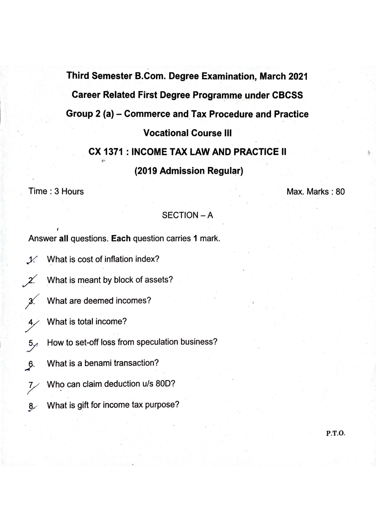 Income Tax Law And Practice Question Paper Bcom Taxation Income Tax Law Practice Ii Studocu