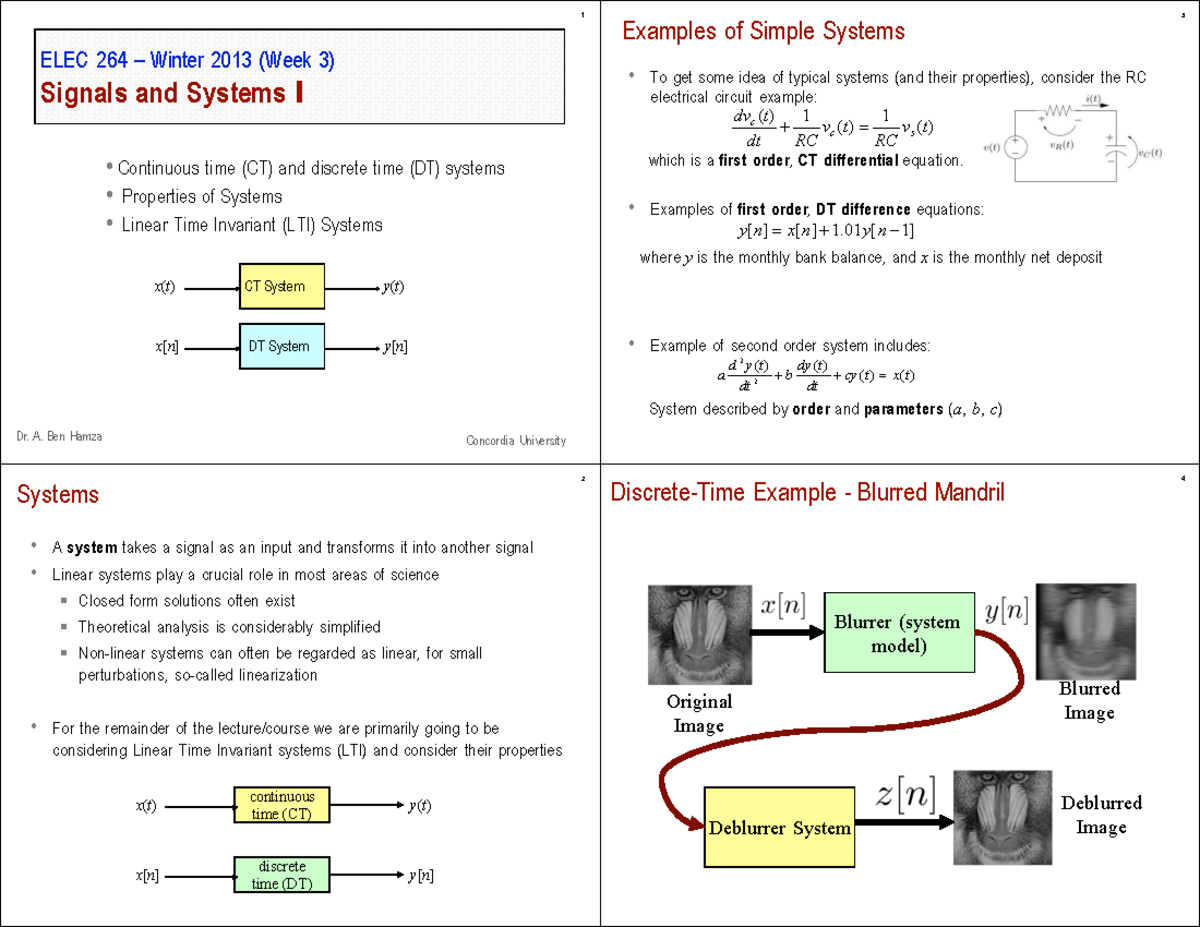 Lecture Notes ELEC 242 - 1 ELEC 264 – Winter 2013 (Week 3) Signals And ...