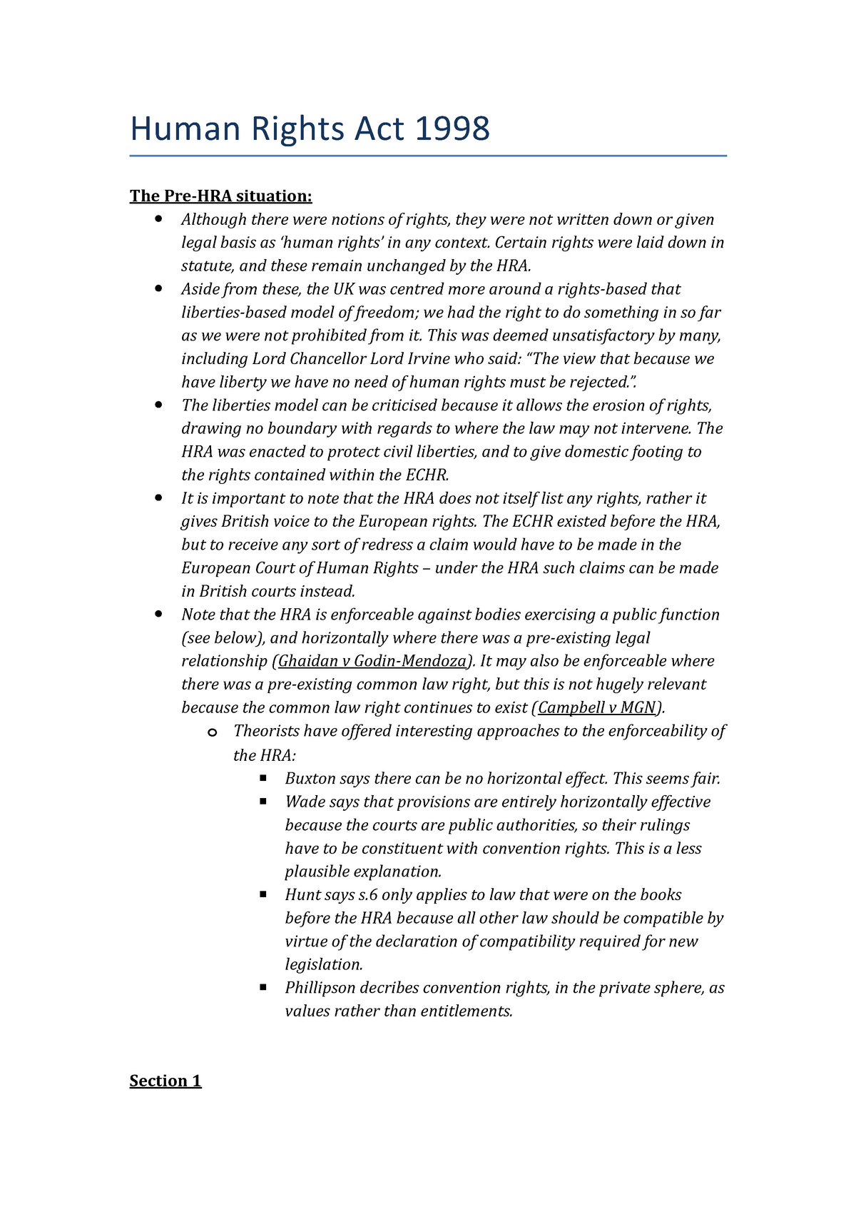 Human Rights Act 1998 2012 Human Rights Act 1998 The Situation 