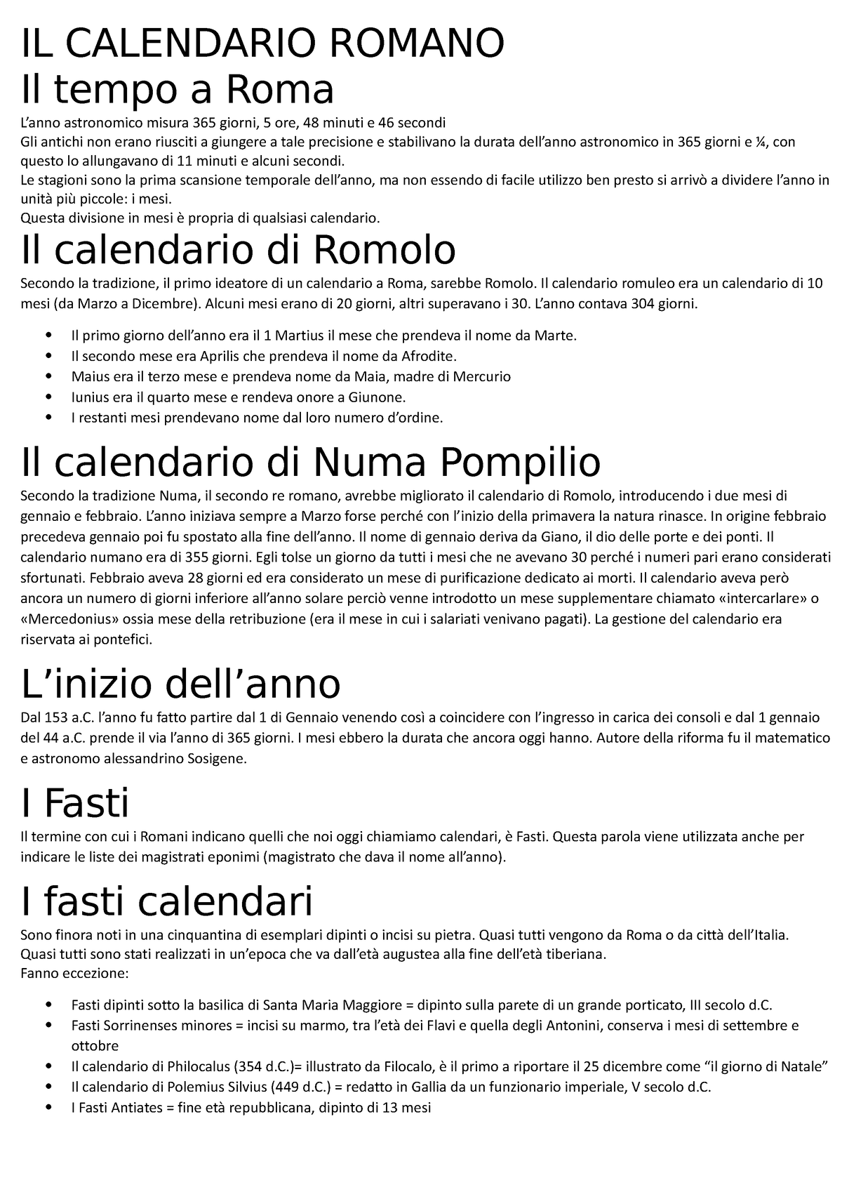 IL Calendario Romano file - IL CALENDARIO ROMANO Il tempo a Roma L’anno