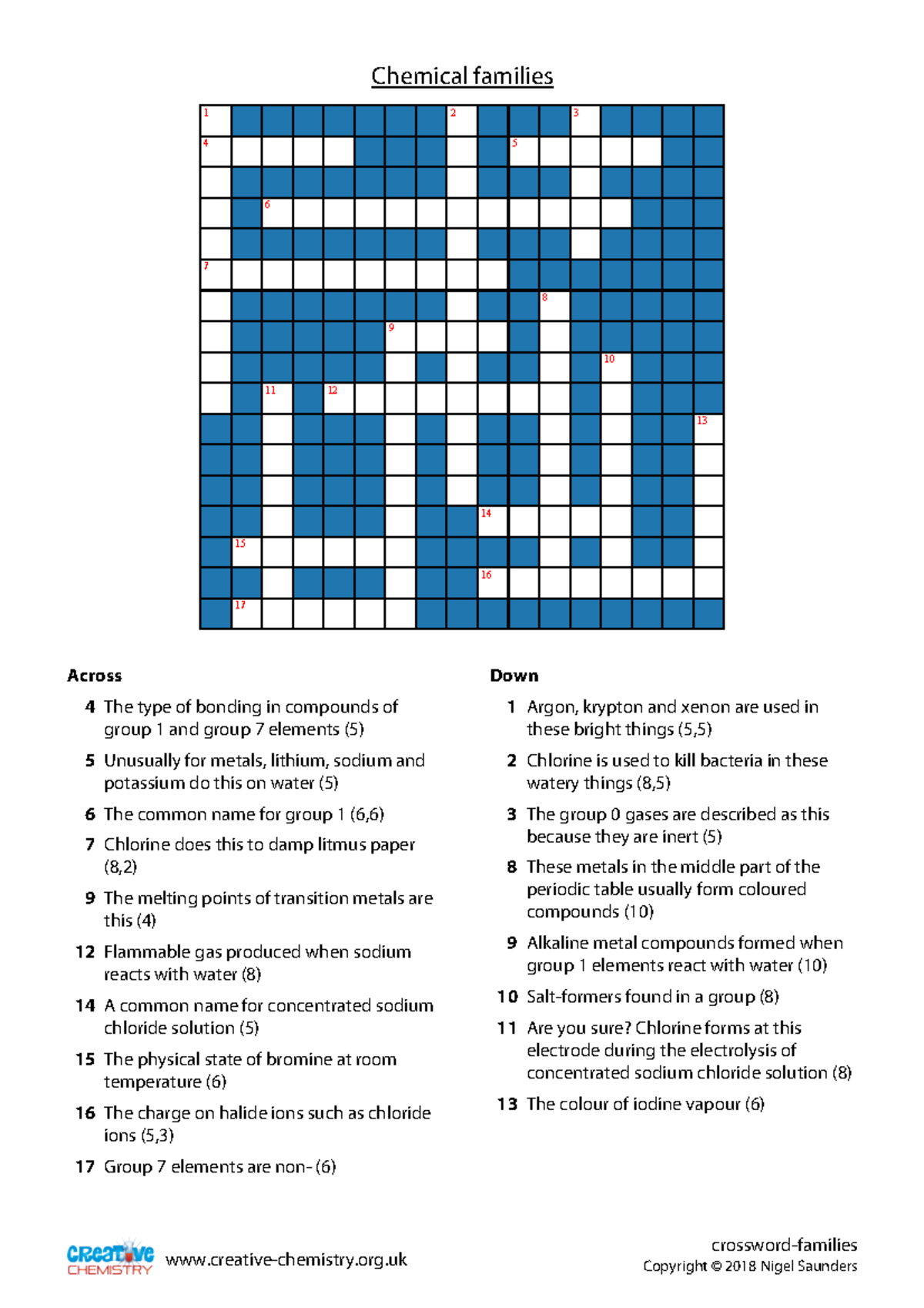 Crossword families Crossword exercise to help with chemistry key Crossword families Crossword exercise to help with chemistry key