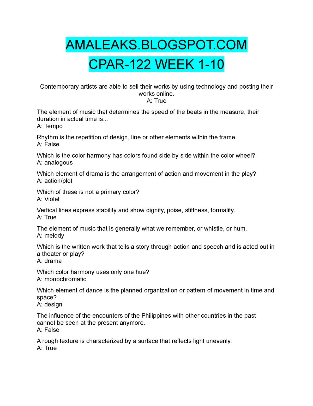 [ Amaleaks. Blogspot.COM] CPAR-122 WEEK 1-10 - AMALEAKS.BLOGSPOT CPAR ...