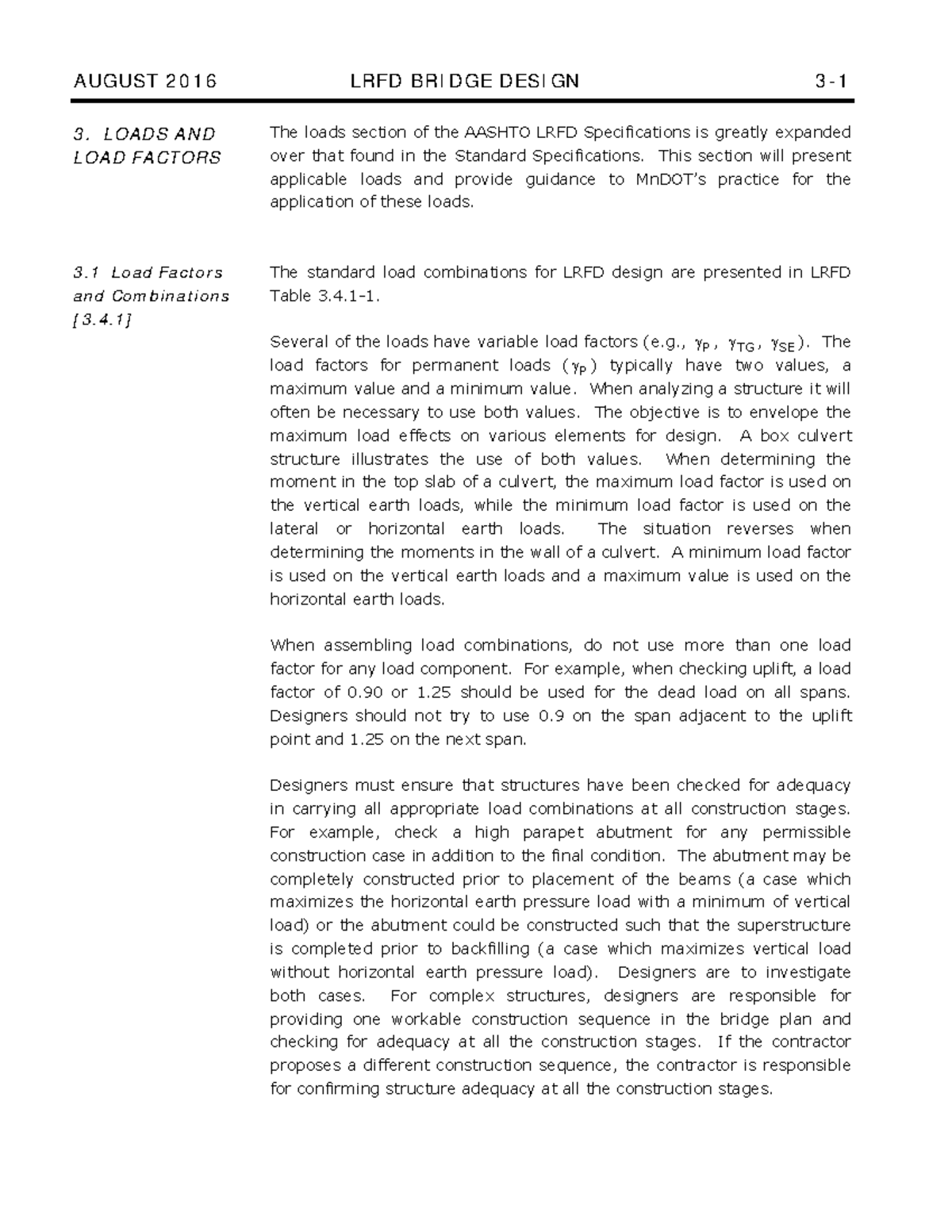 Section 03 - 3 Load Factors and Combinations [3.4] 3. LOADS AND LOAD ...