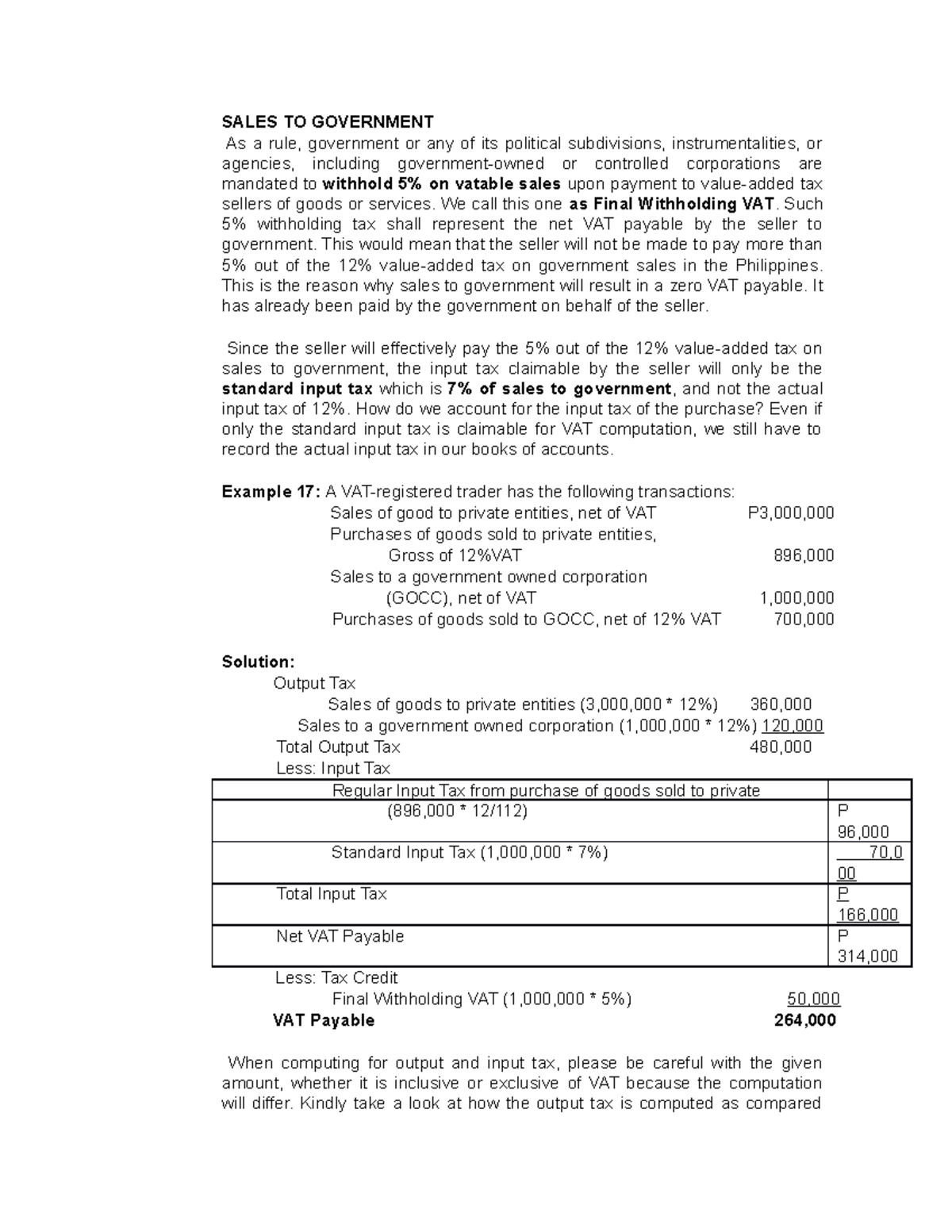 Business Taxation- Lecture Notes-PART 6 - SALES TO GOVERNMENT As A Rule ...