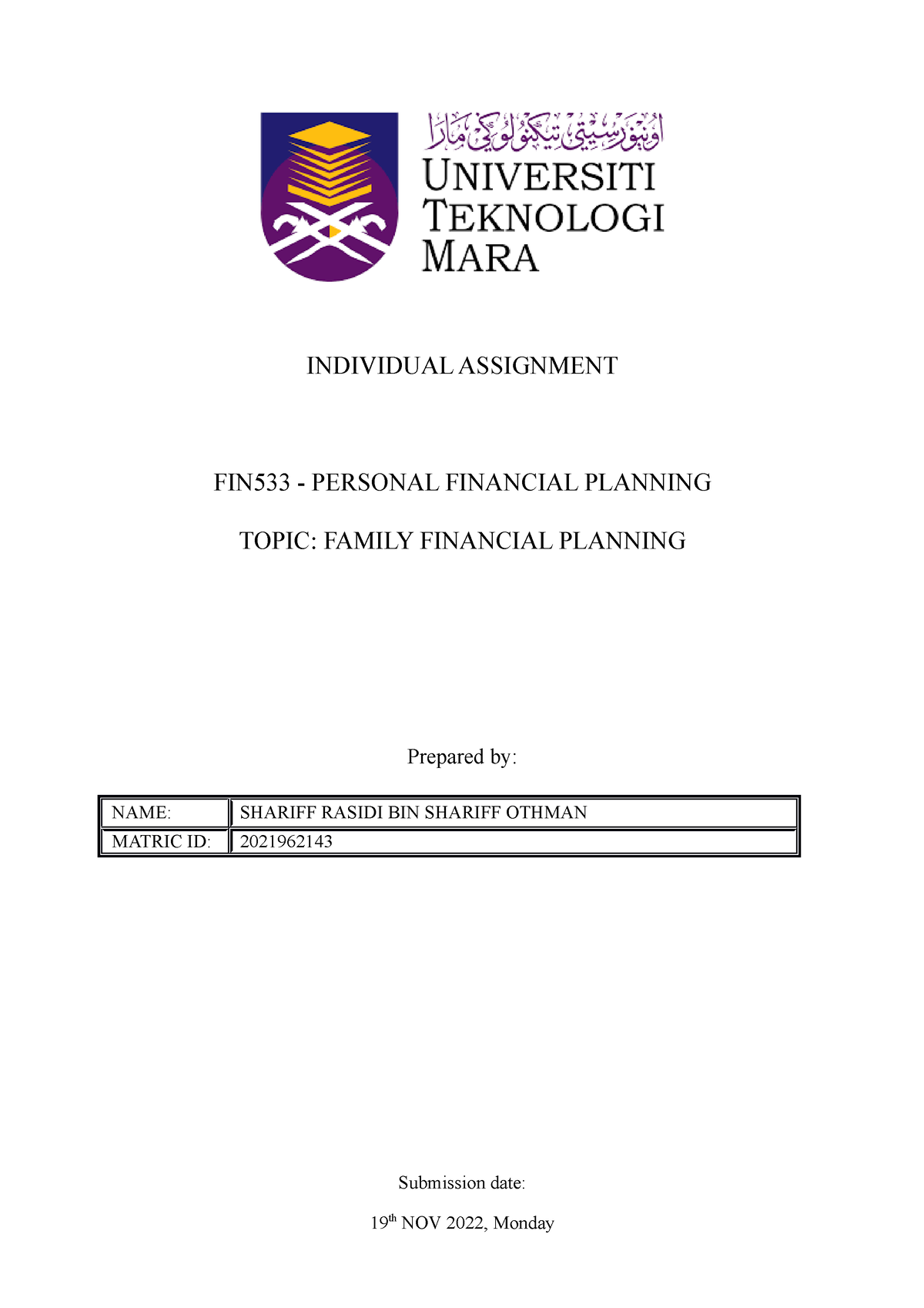 individual assignment fin533