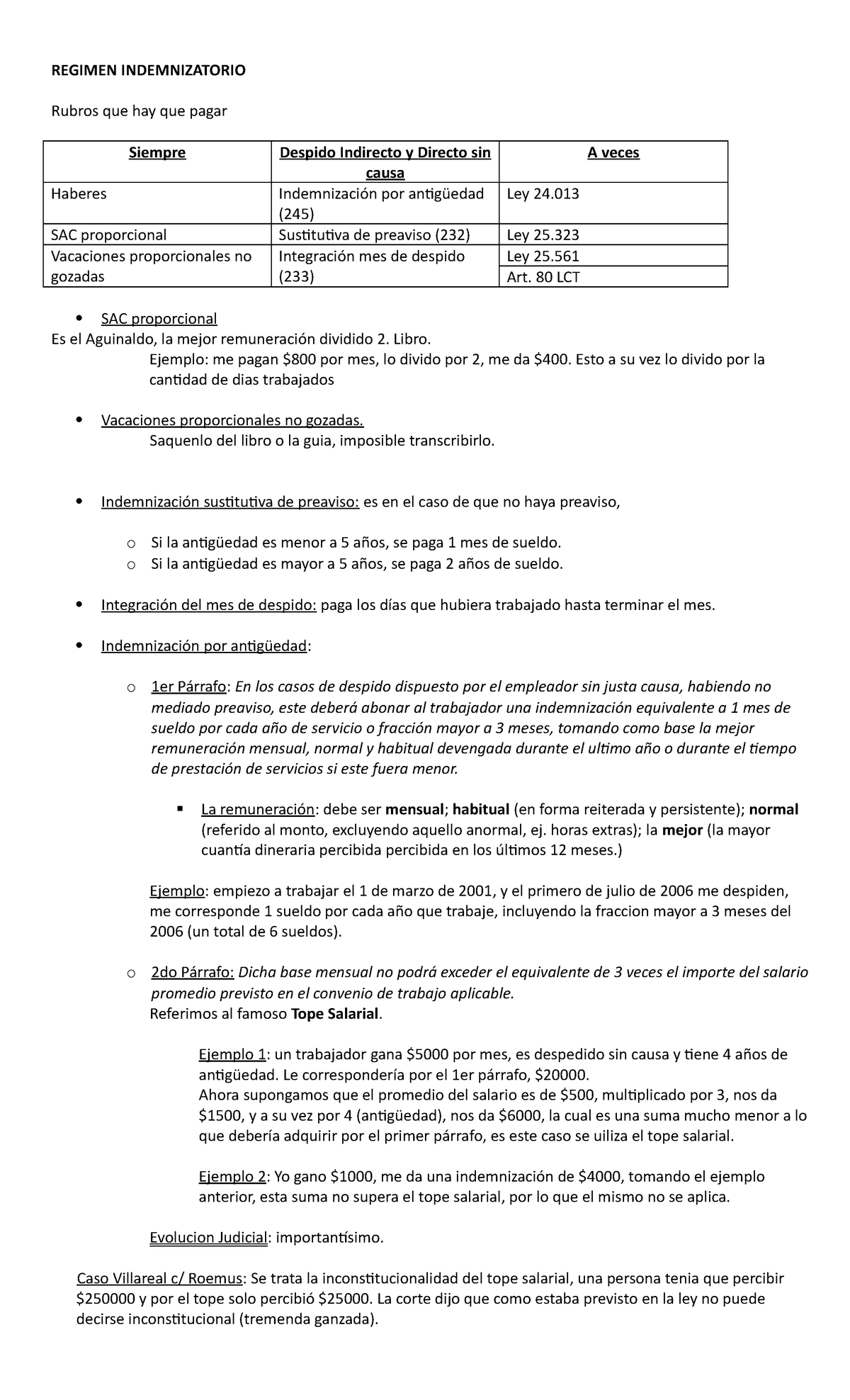 Indemnizaciones Derecho Laboral Uade Studocu